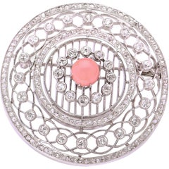 Antique Edwardian Conch Pearl and Diamond Platinum Brooch