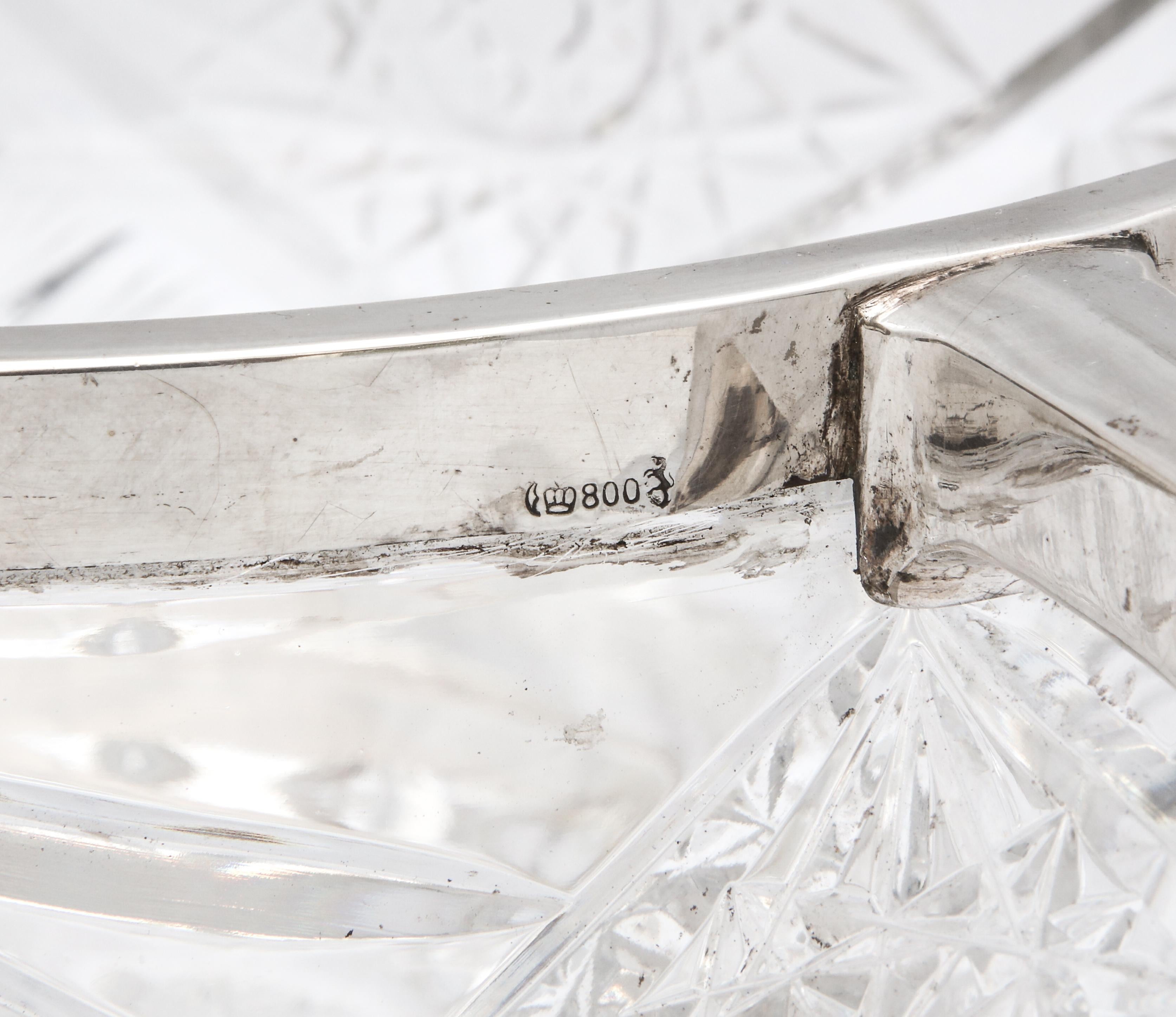 Edwardian Continental Silver (.800) - Mounted Cut Crystal Centerpiece Bowl 5
