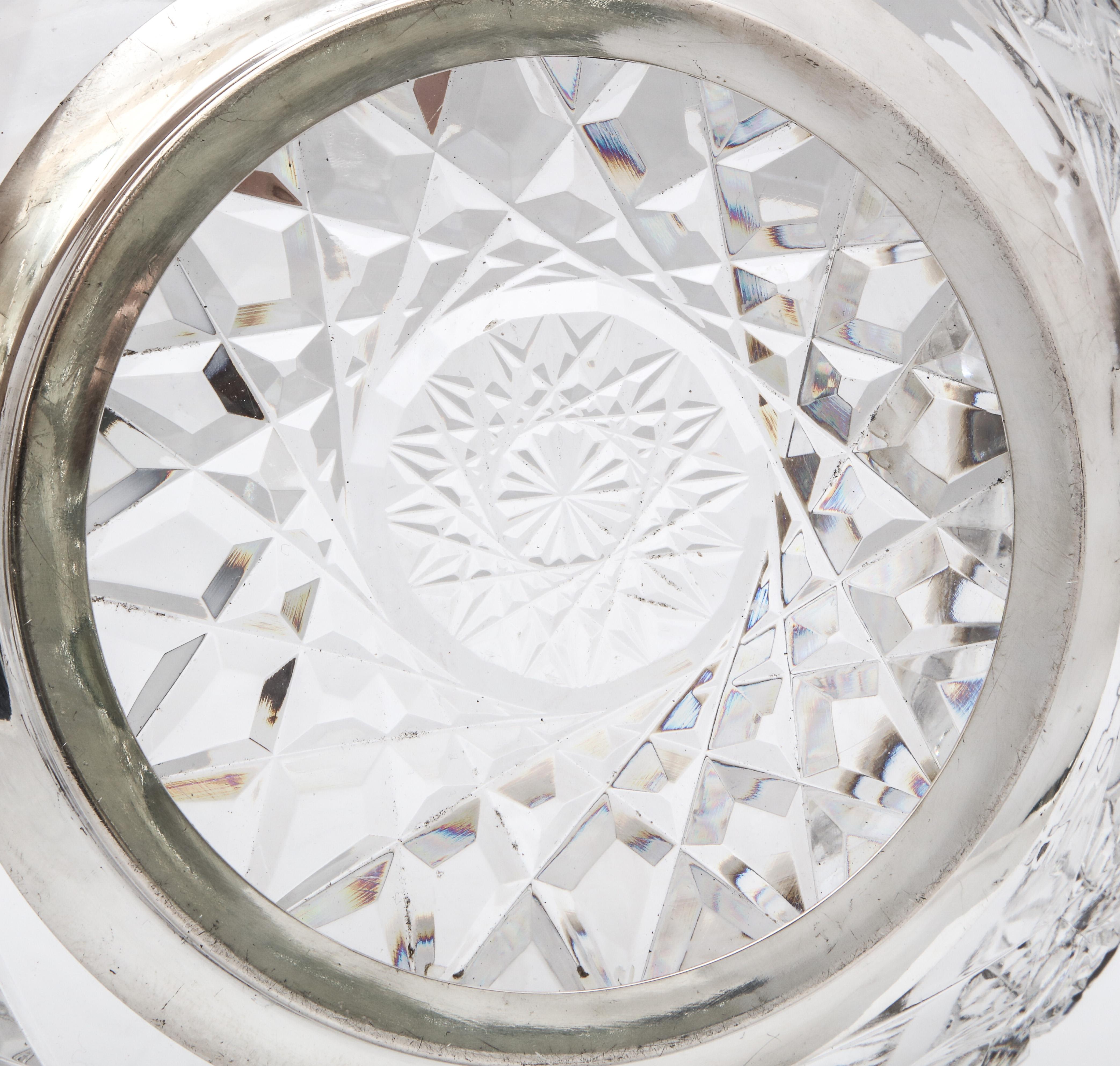 Edwardian Continental Silver (.800) - Mounted Cut Crystal Centerpiece Bowl 6