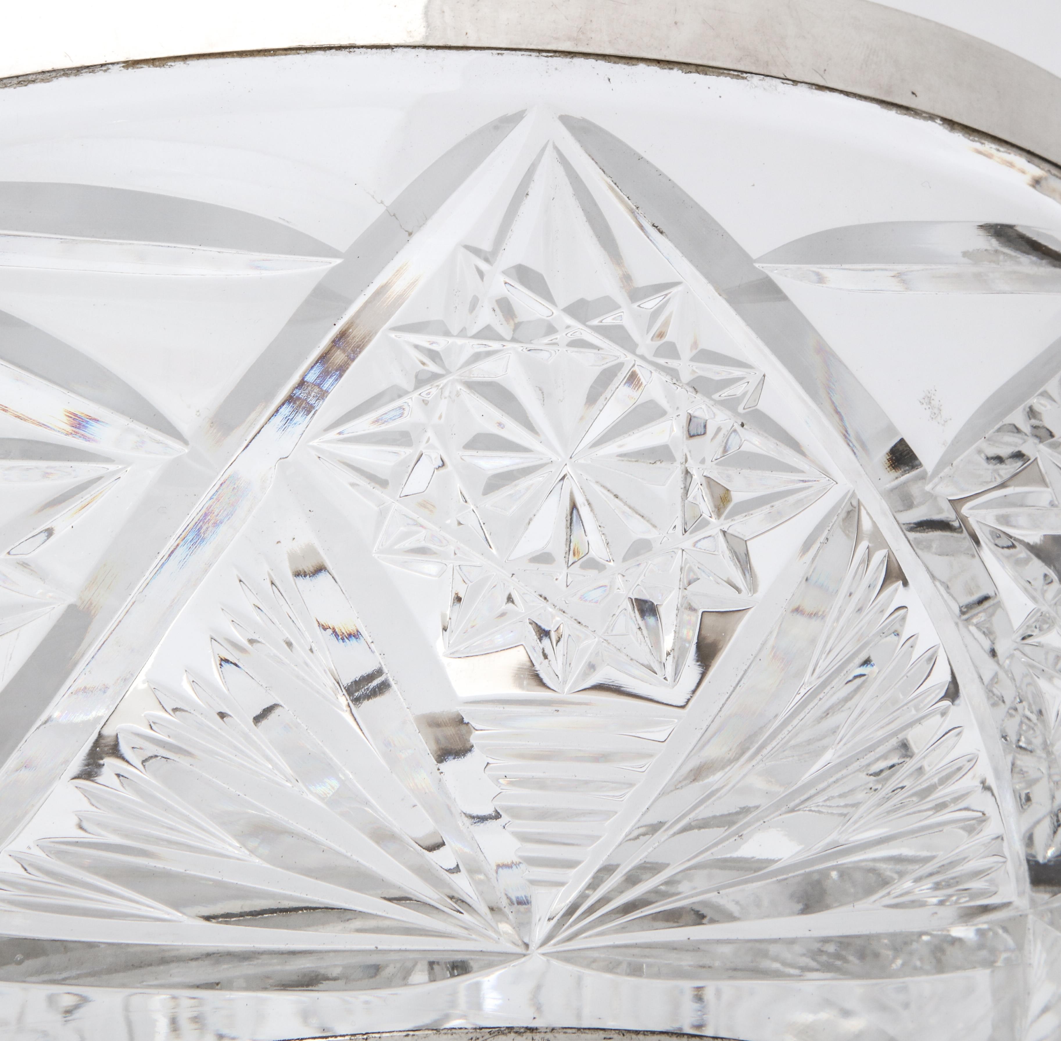 Edwardian Continental Silver (.800) - Mounted Cut Crystal Centerpiece Bowl 7