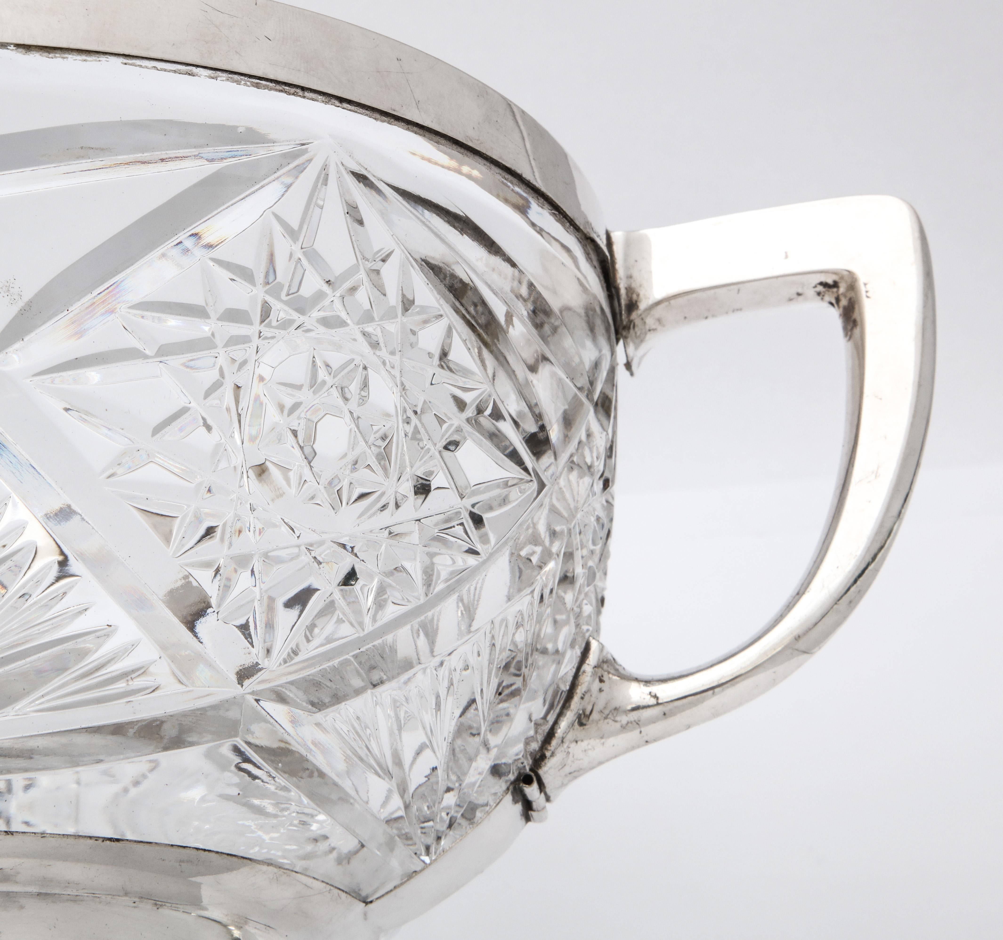 Edwardian Continental Silver (.800) - Mounted Cut Crystal Centerpiece Bowl 8