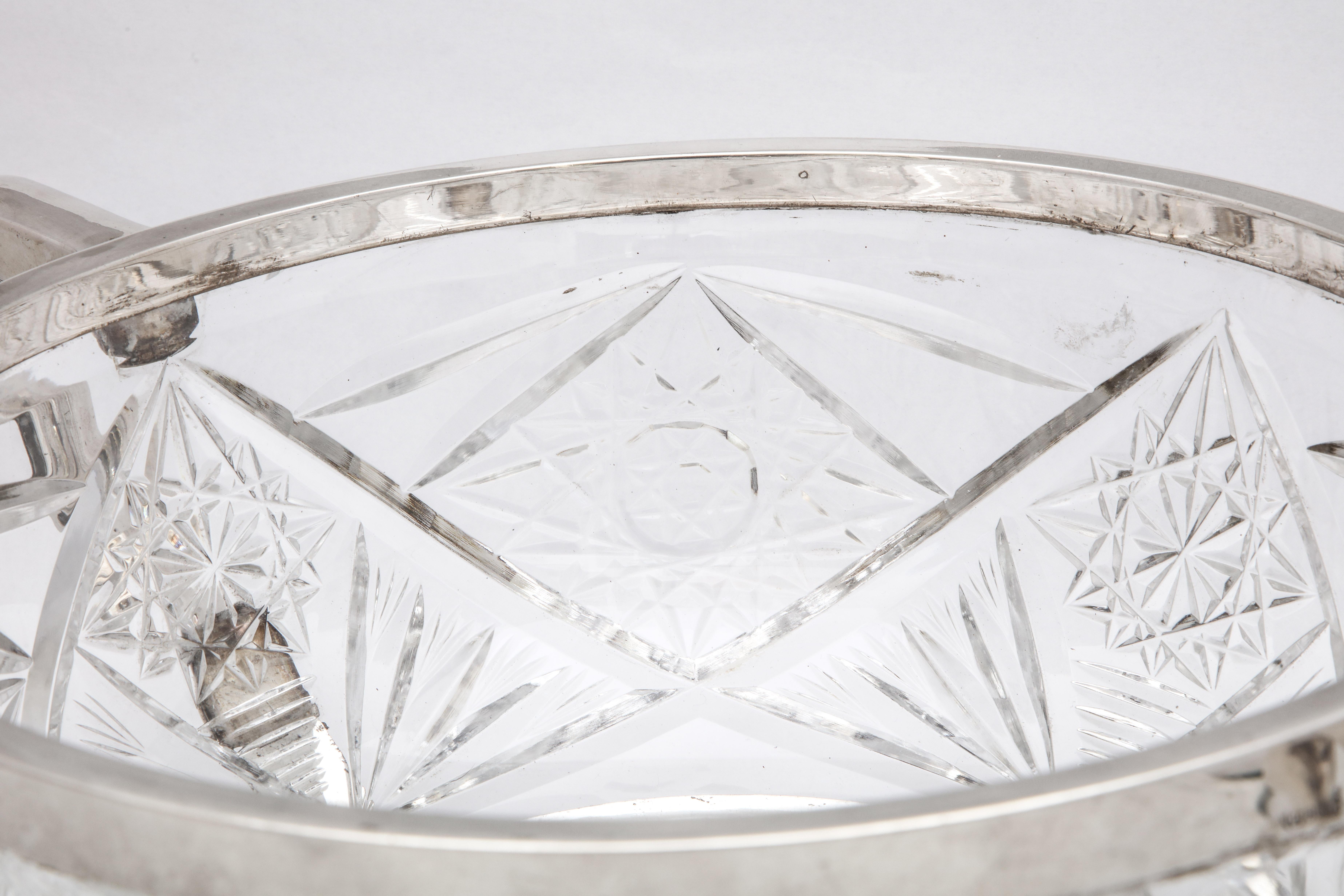 Edwardian Continental Silver (.800) - Mounted Cut Crystal Centerpiece Bowl 1
