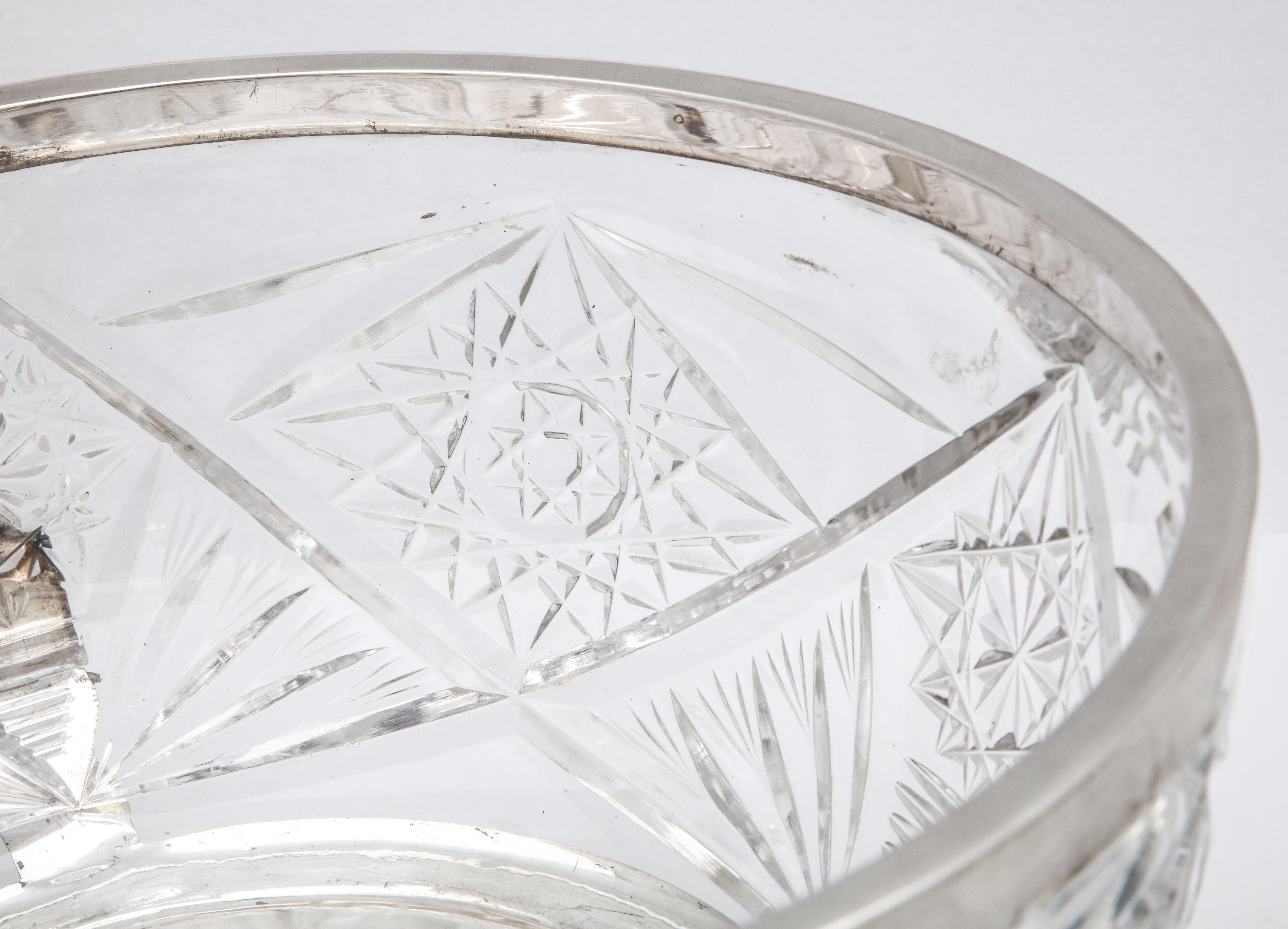 Edwardian Continental Silver (.800) - Mounted Cut Crystal Centerpiece Bowl 3