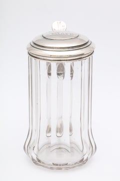 Edwardian Continental Silver '.800' Mounted Glass Drinking Stein With Hinged Lid