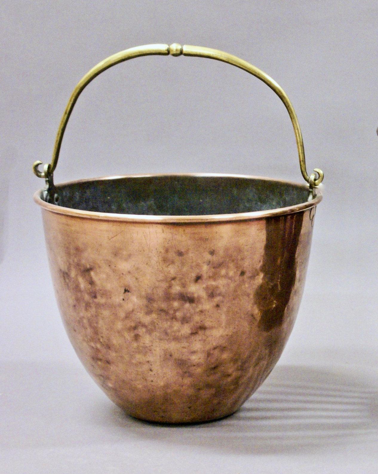 Brass Edwardian Copper Lined Mahogany Bucket