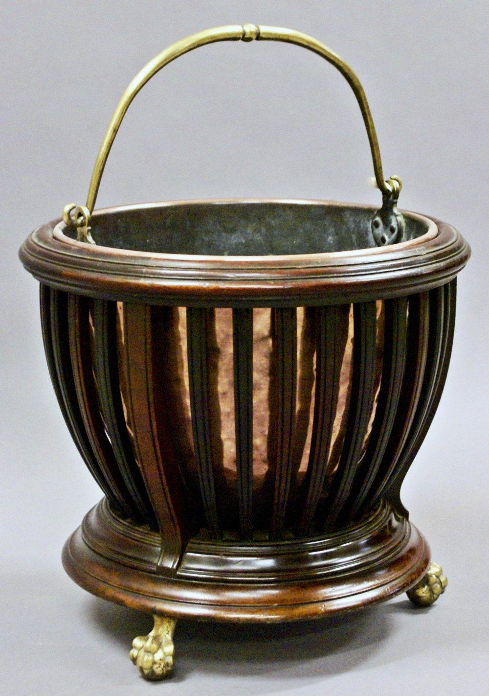 Edwardian Copper Lined Mahogany Bucket 2