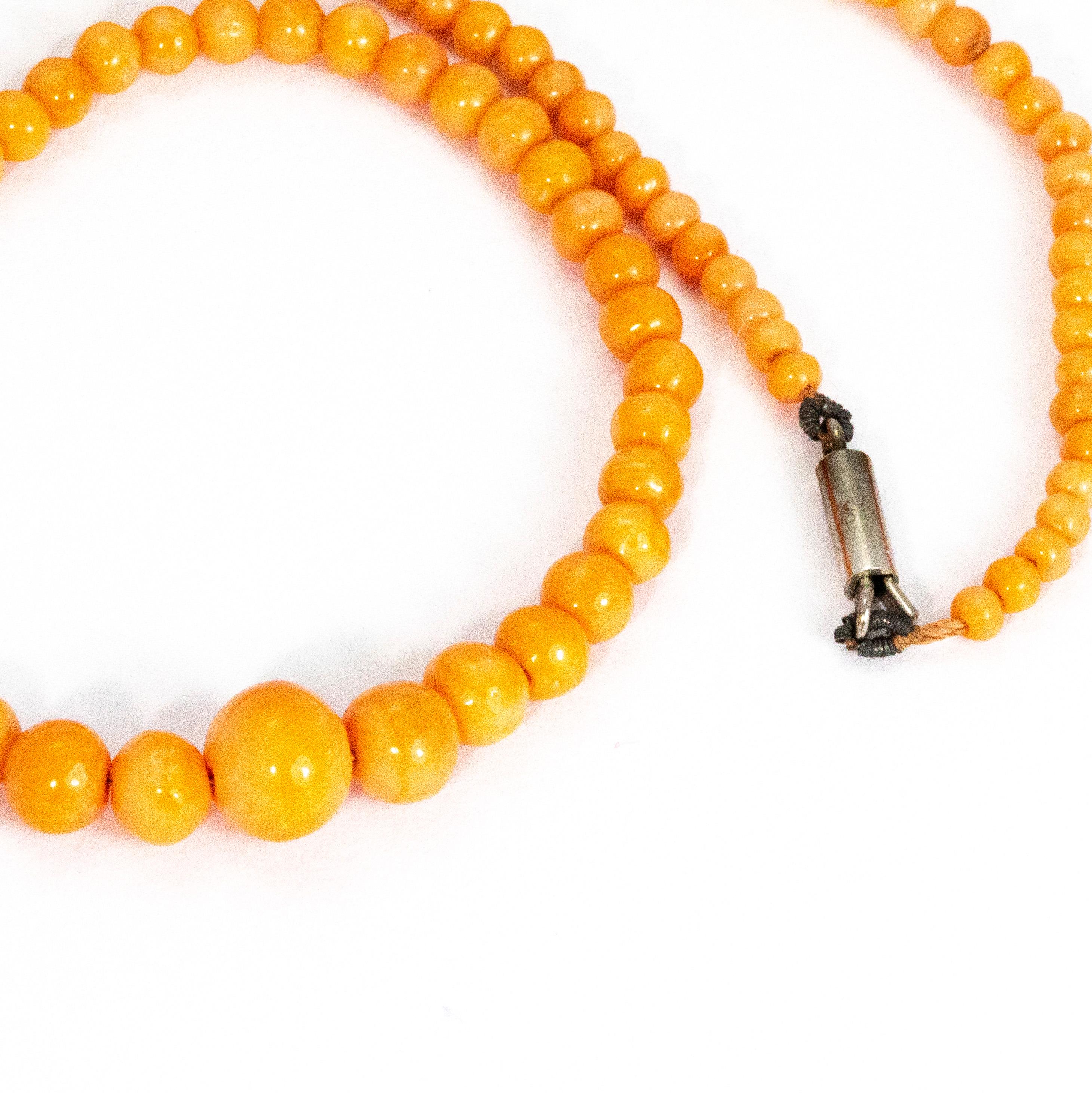 Women's Edwardian Coral Beaded Necklace For Sale