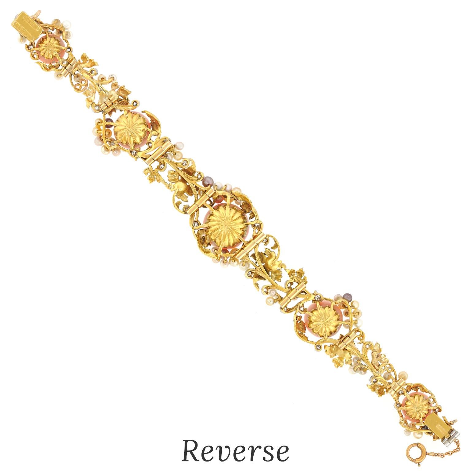 Edwardian Coral, Diamond, and Pearl Bracelet by JE Caldwell im Angebot 2