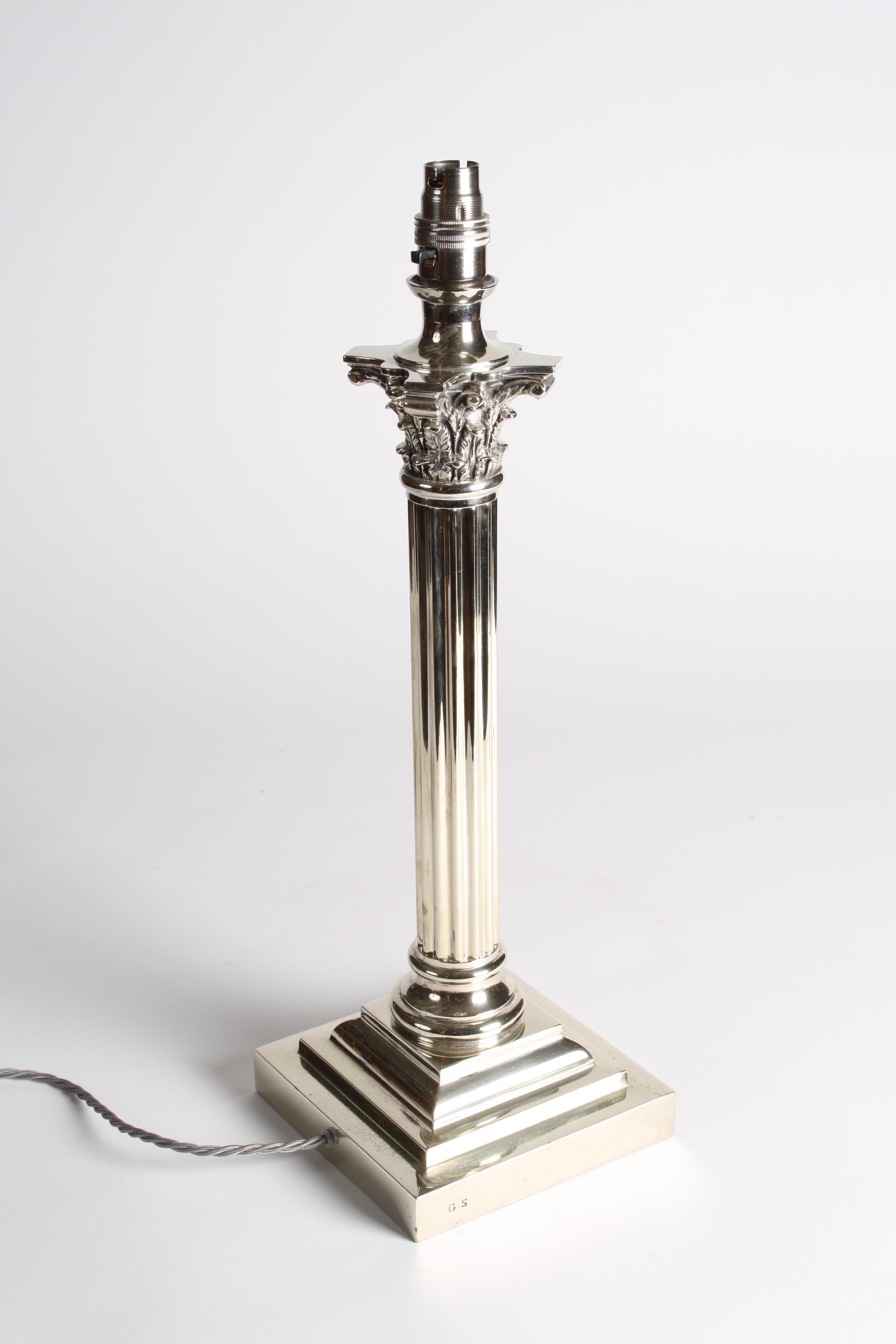 English Edwardian Corinthian Column Table Lamp For Sale