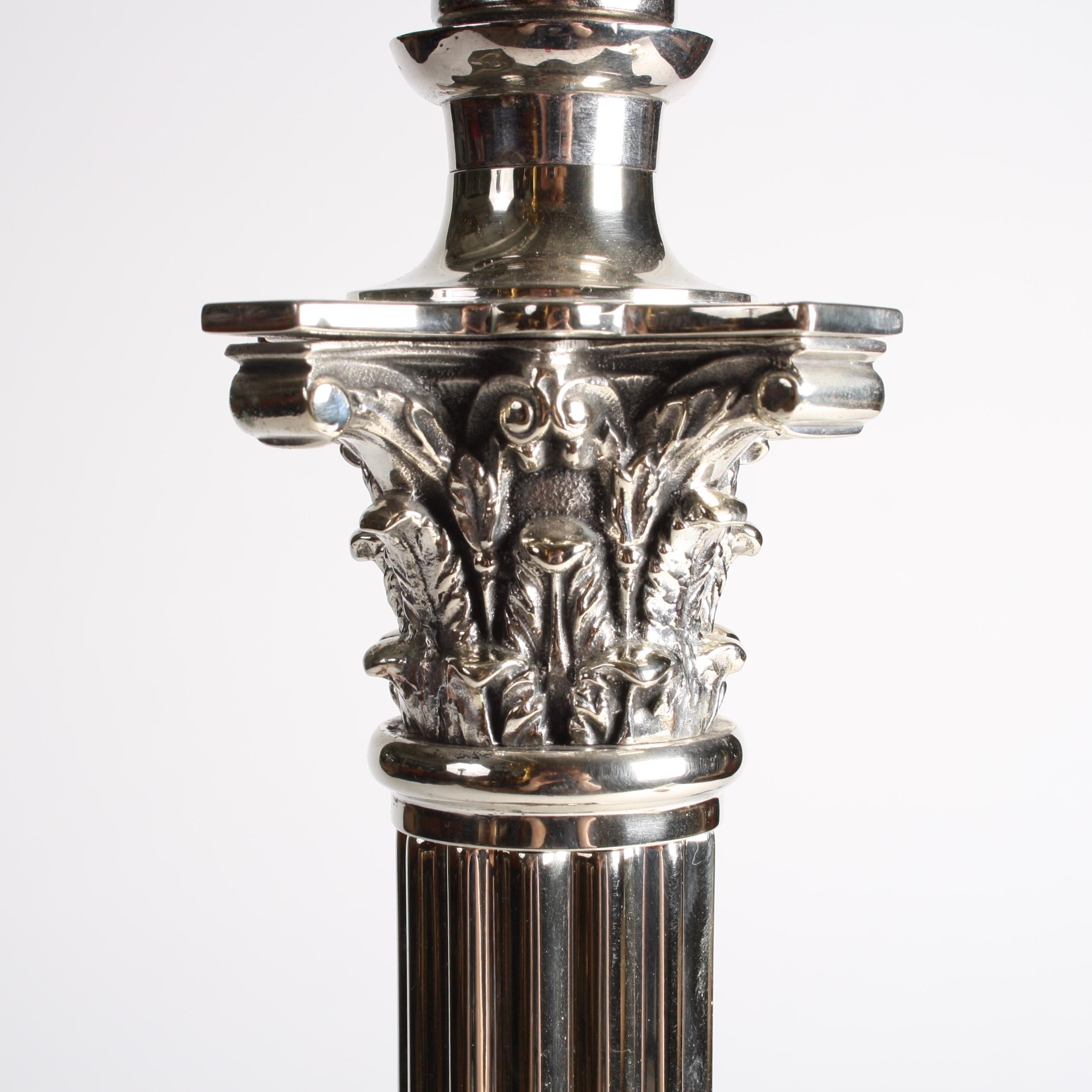 Edwardian Corinthian Column Table Lamp In Good Condition For Sale In London, GB