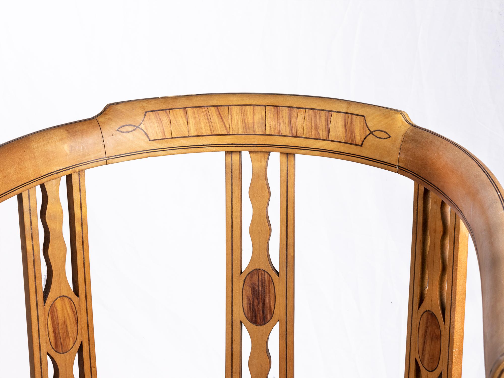 Edwardianischer Ecksessel mit gestreifter Sitzfläche, 1905, 20. (20. Jahrhundert) im Angebot