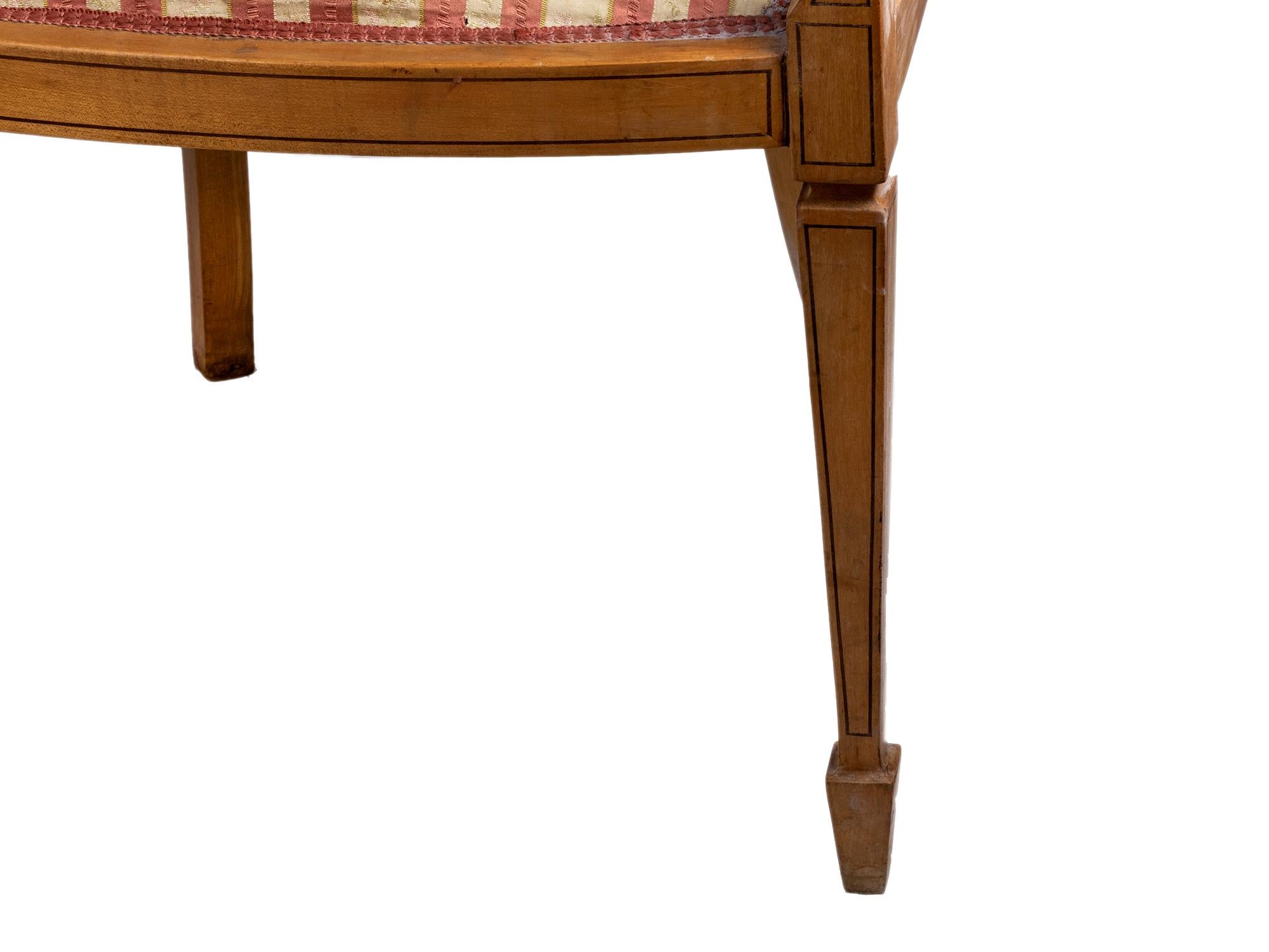 Edwardianischer Ecksessel mit gestreifter Sitzfläche, 1905, 20. (Holz) im Angebot