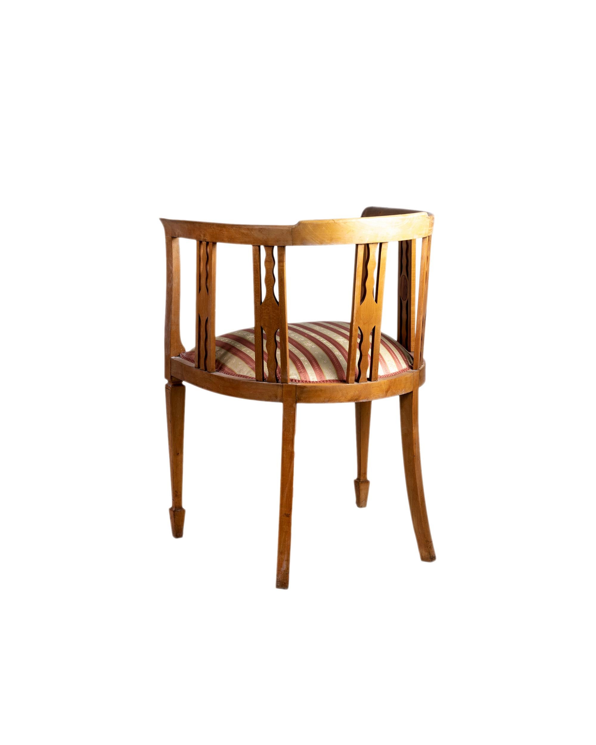 Edwardianischer Ecksessel mit gestreifter Sitzfläche, 1905, 20. im Angebot 1