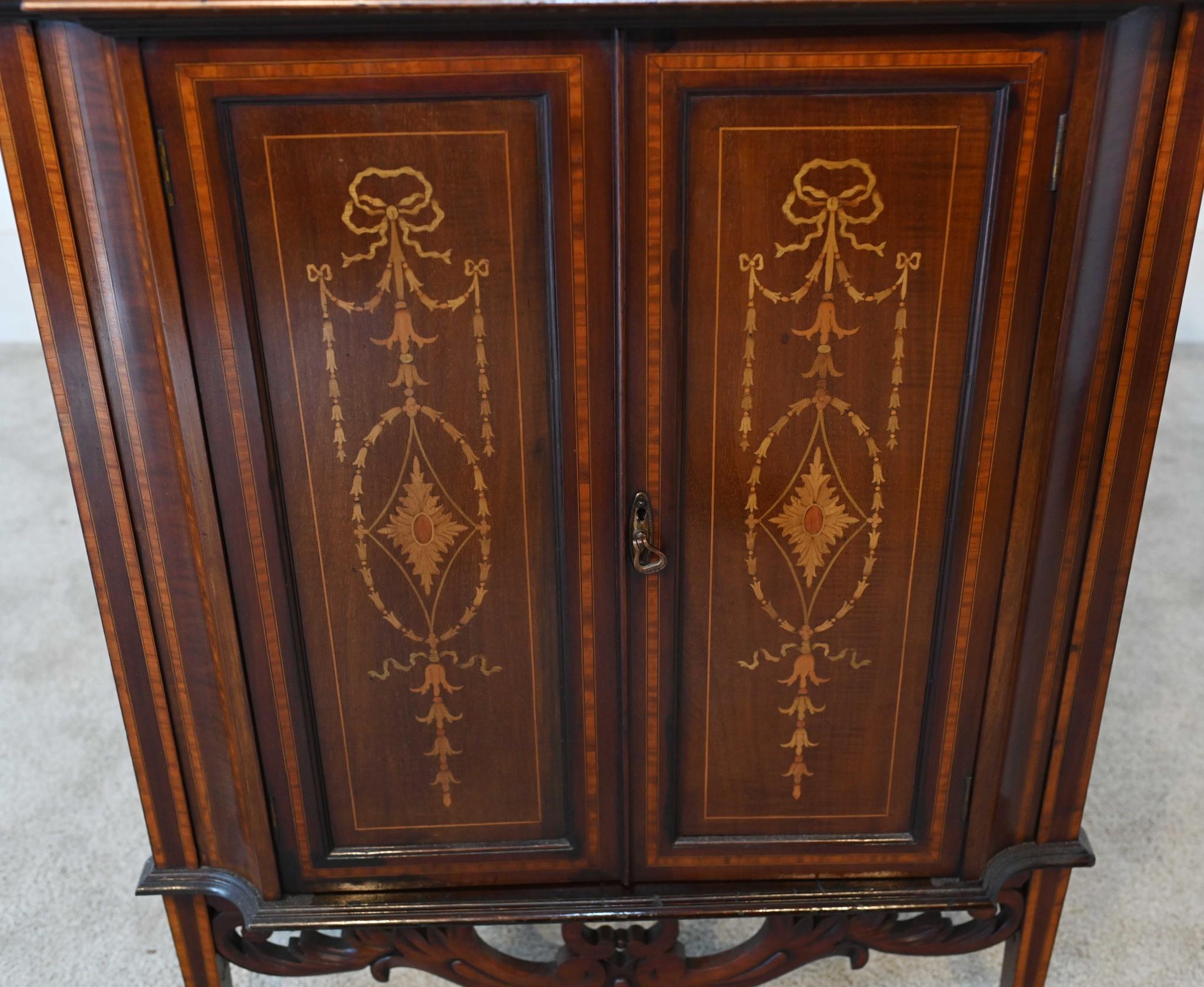 Edwardian Corner Cabinet Display Mahogany Inlay 1900 6