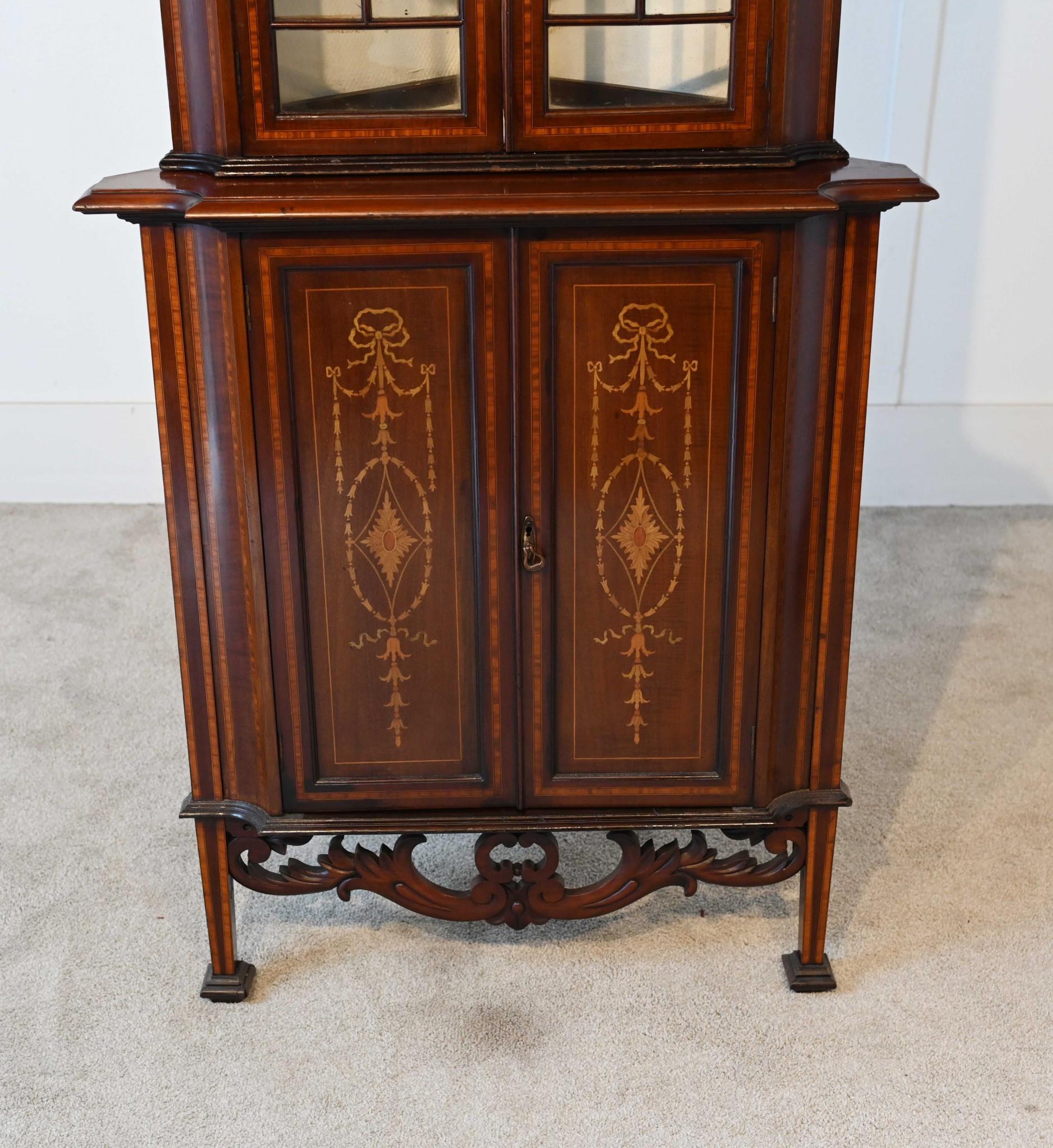 Edwardian Corner Cabinet Display Mahogany Inlay 1900 7