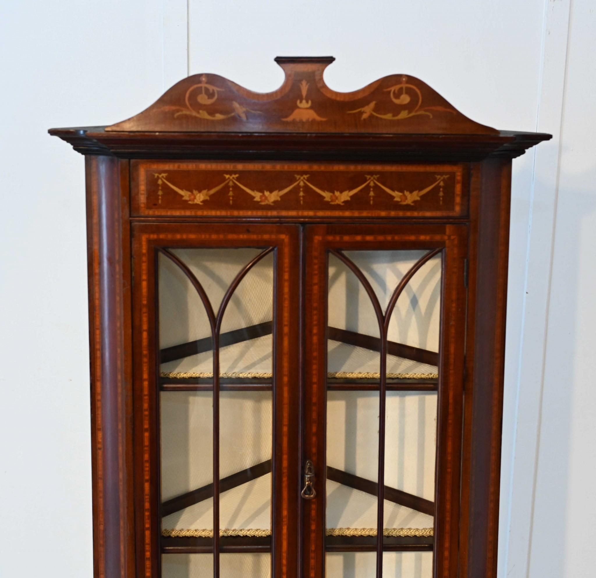 Edwardian Corner Cabinet Display Mahogany Inlay 1900 8