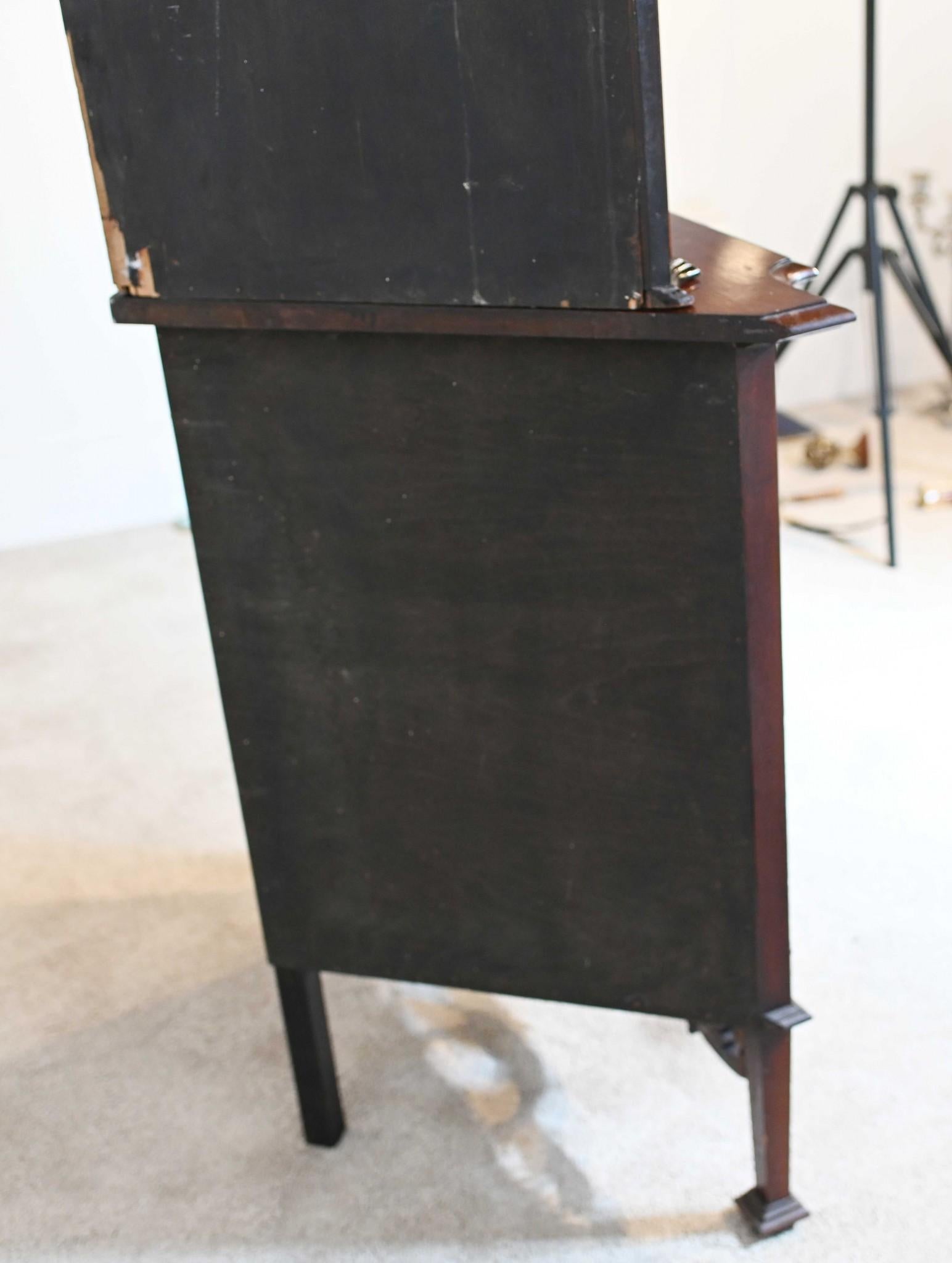 Early 20th Century Edwardian Corner Cabinet Display Mahogany Inlay 1900