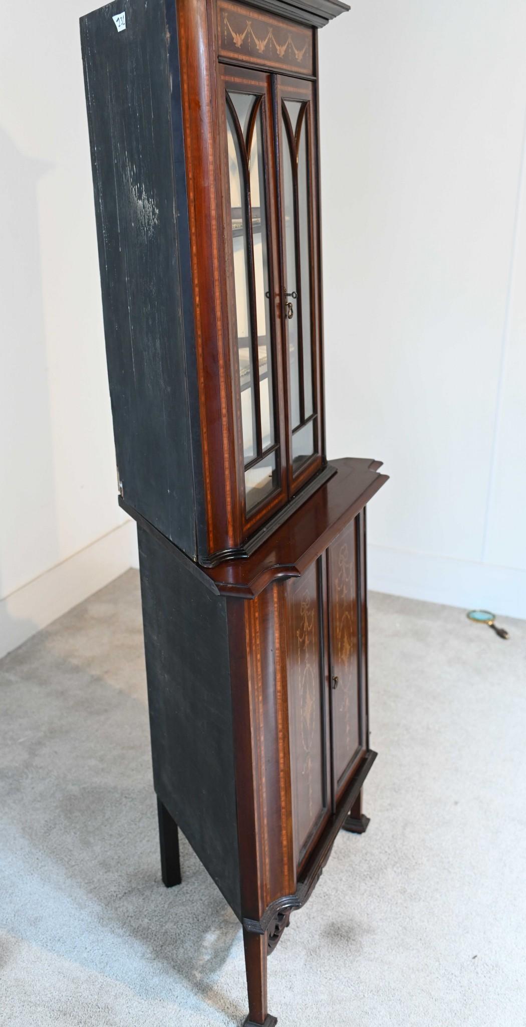Edwardian Corner Cabinet Display Mahogany Inlay 1900 1