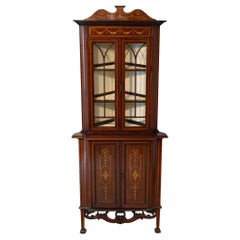 Edwardian Corner Cabinet Display Mahogany Inlay 1900