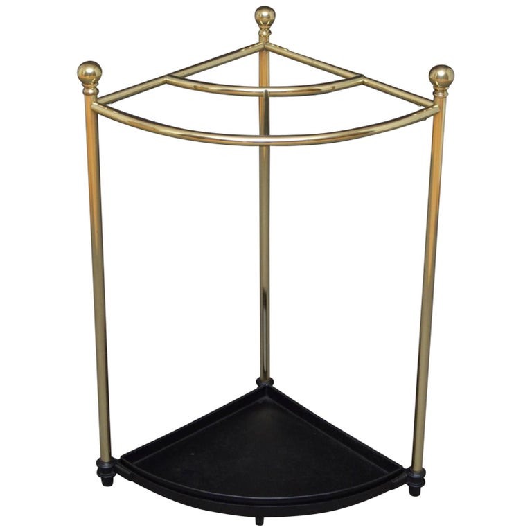 Edwardian Corner Umbrella Stand in Brass For Sale at 1stDibs umbrella