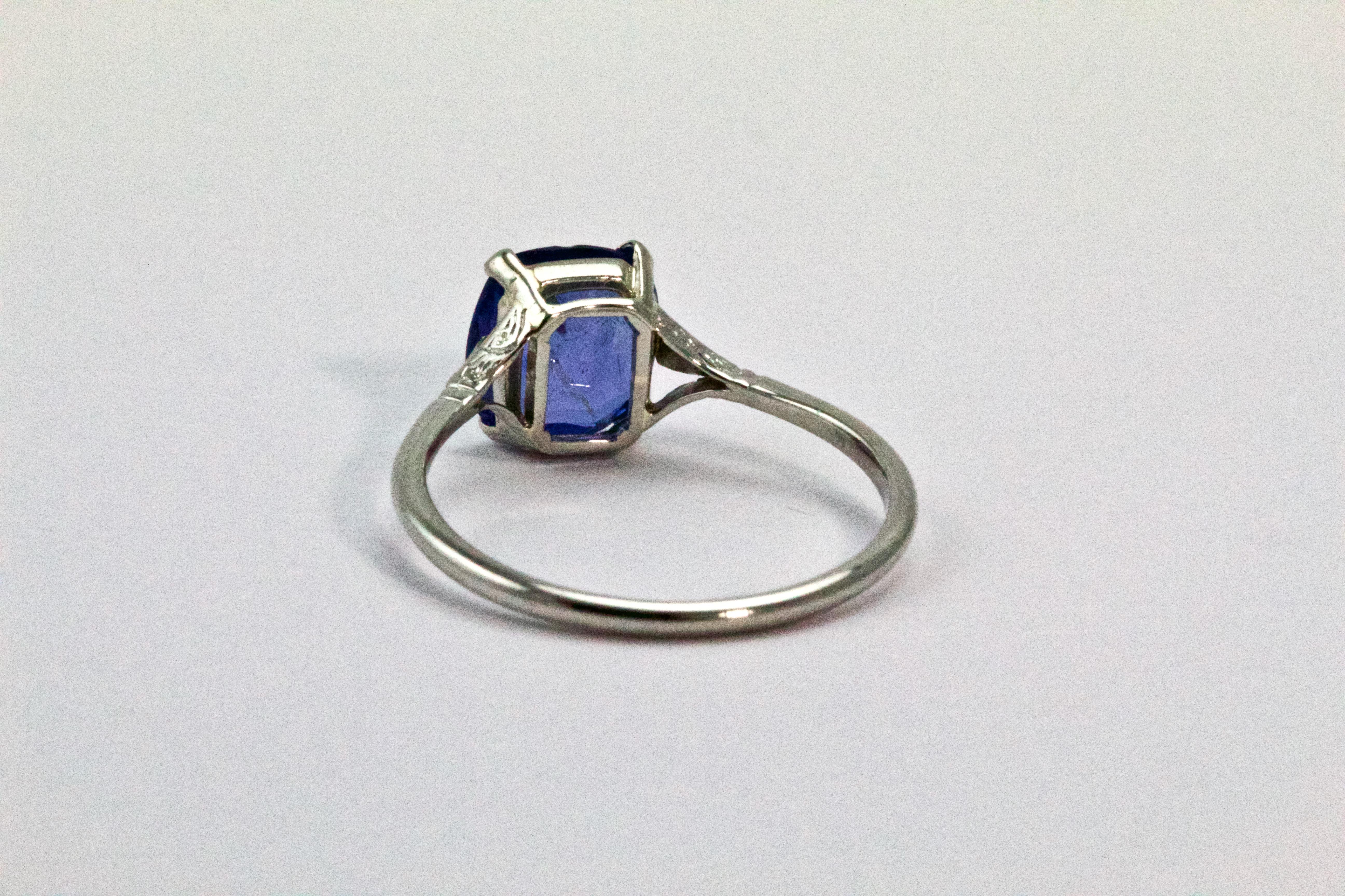 Cushion Cut Edwardian Cornflower Blue Sapphire Solitaire Ring