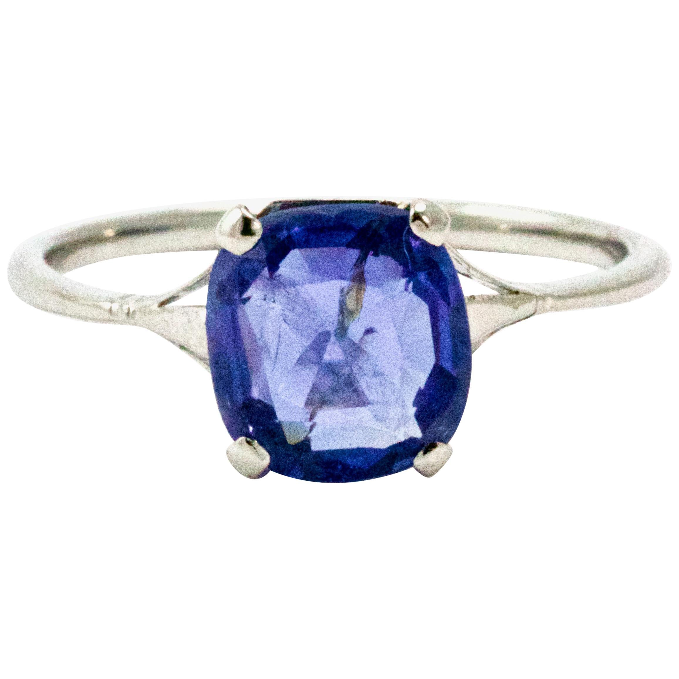 Edwardian Cornflower Blue Sapphire Solitaire Ring