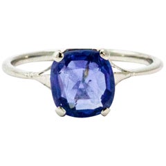 Edwardian Cornflower Blue Sapphire Solitaire Ring