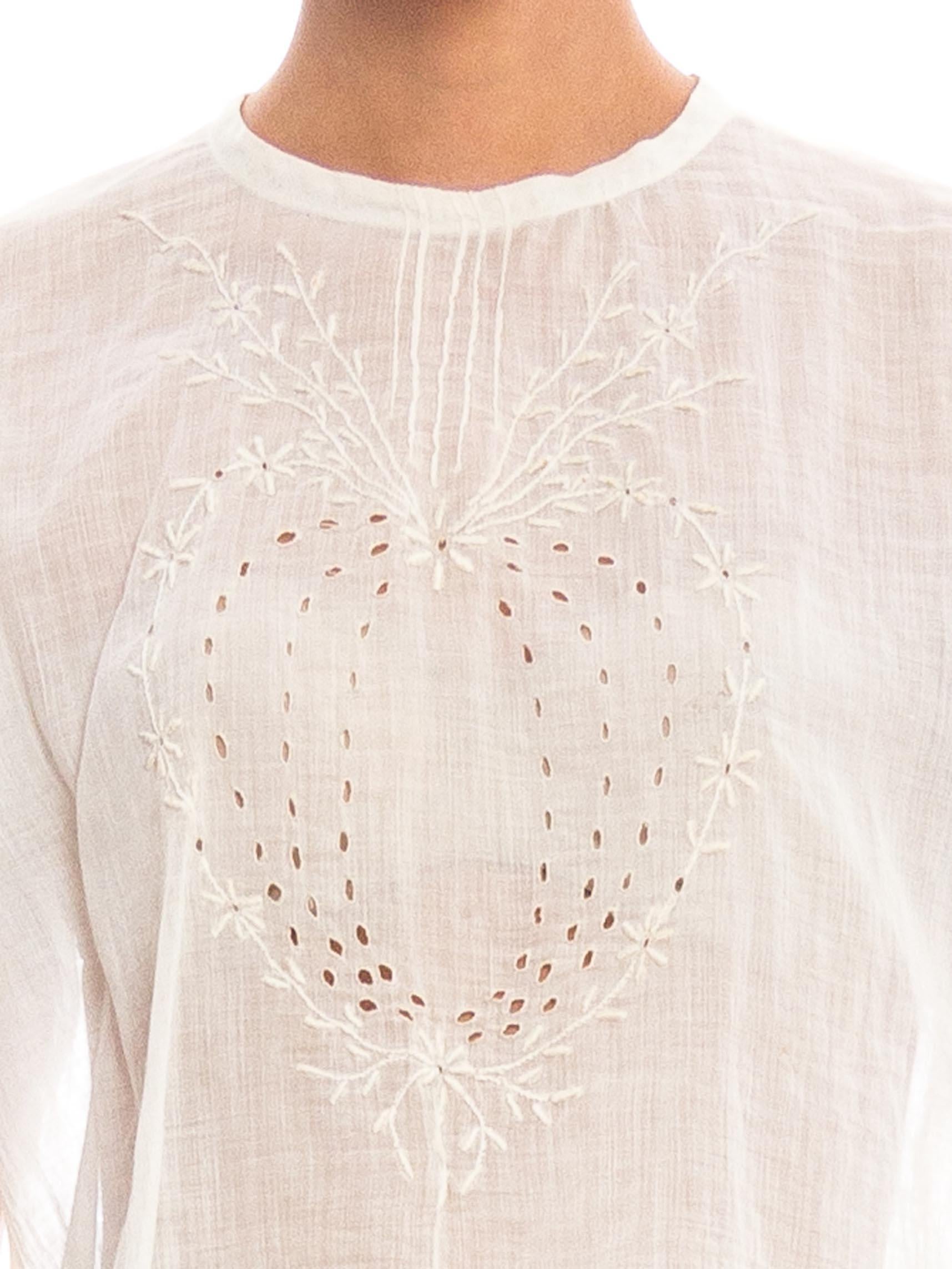 Women's Edwardian White Cotton Voile Blouse With Hand Embroidered Apple Of Eve