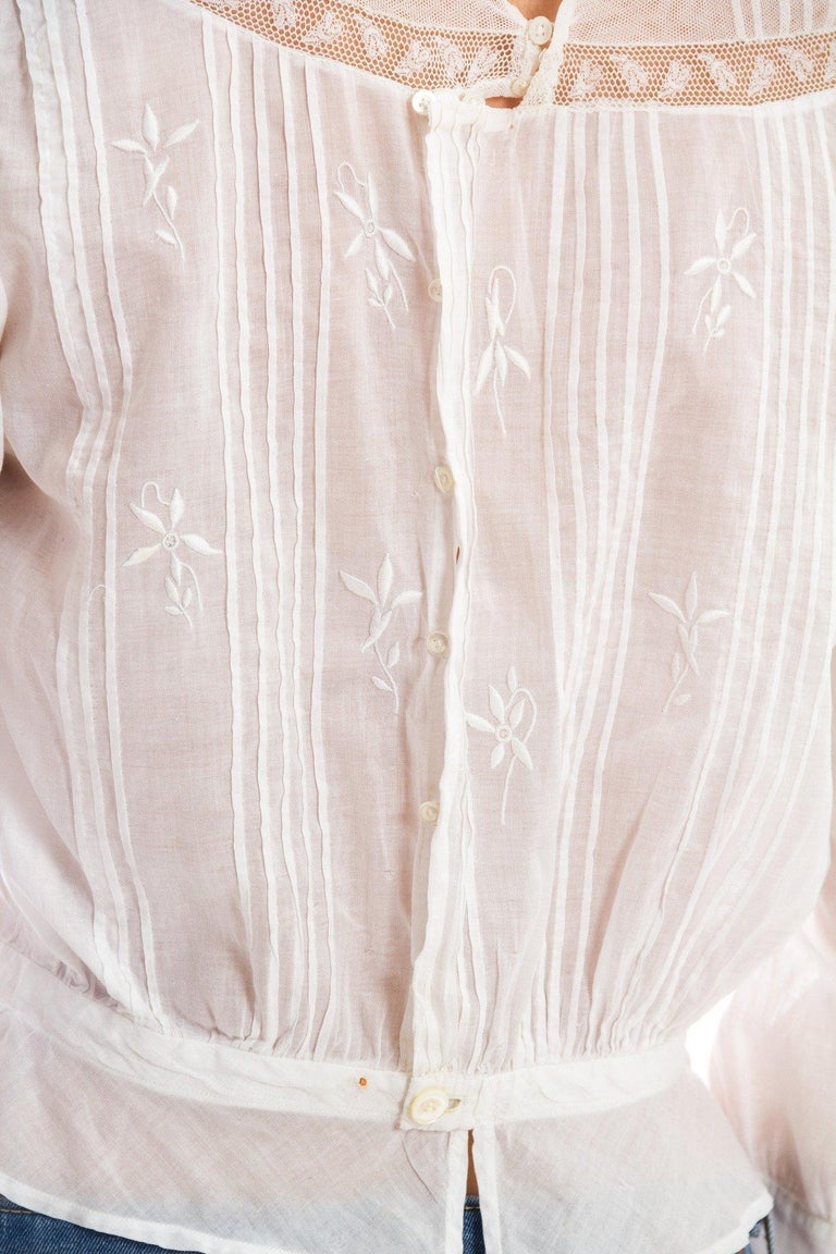 White Embroidered Voile Blouse