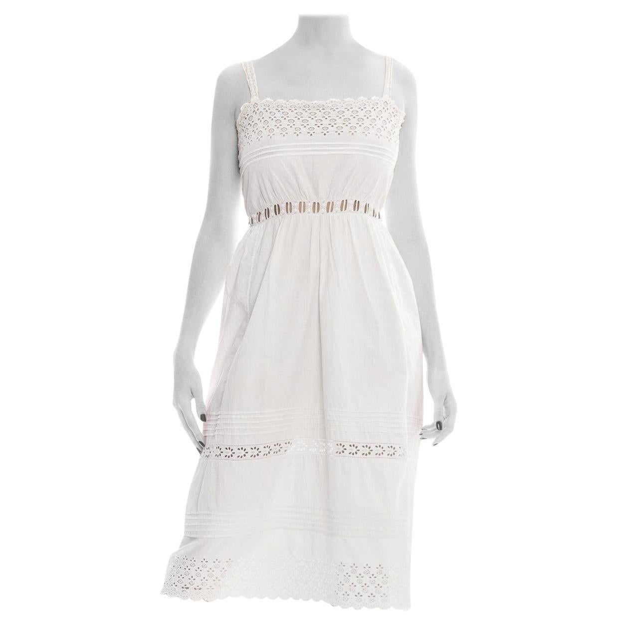 Edwardian White Cotton Eyelet Lace Clean & Simple Summer Dress