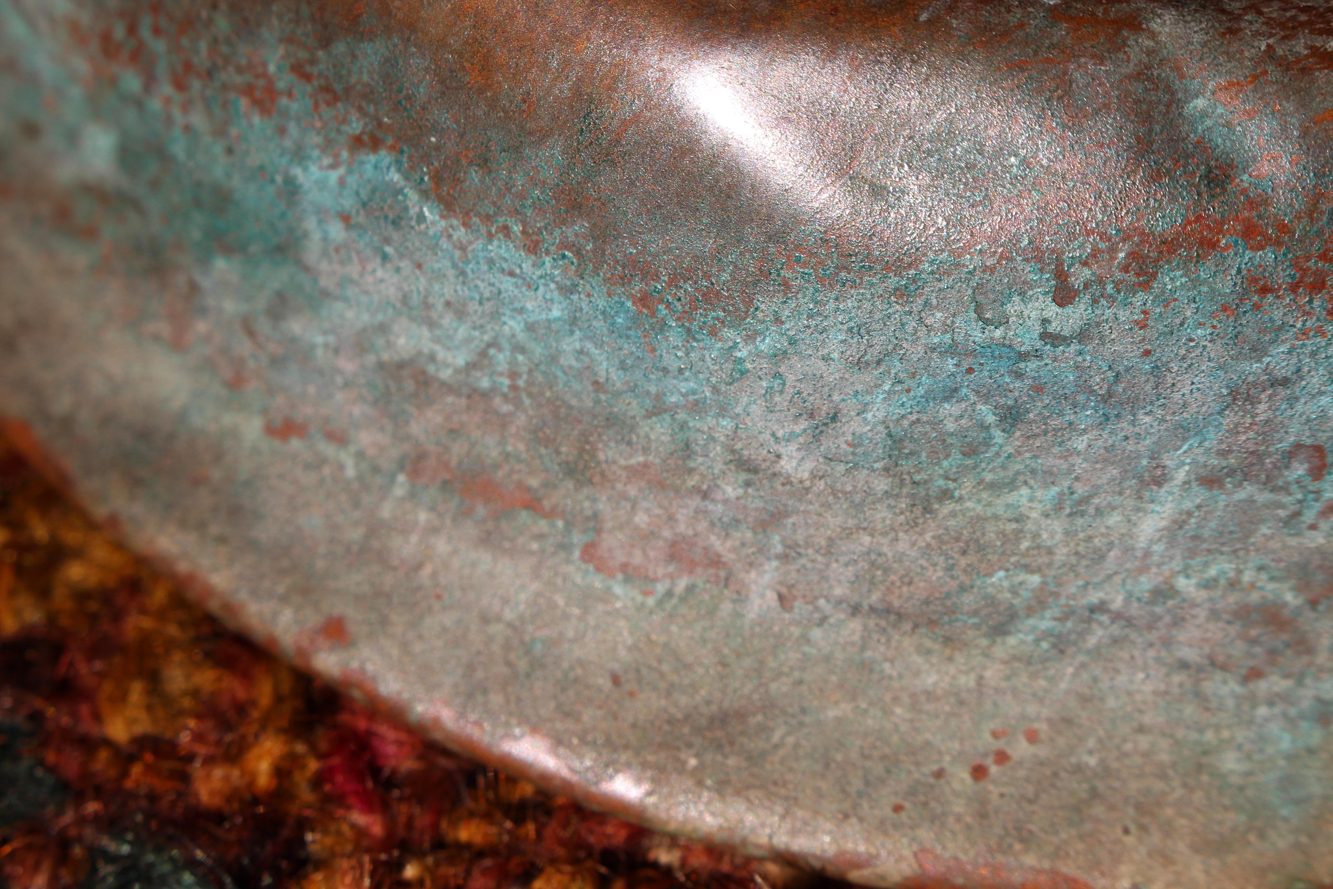 XX secolo Ciotola per l'acqua per cani in rame Verdigris Edwardian Country House in vendita