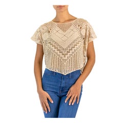 Edwardian Cream Cotton Blend Exceptional Hand Made Lace Top