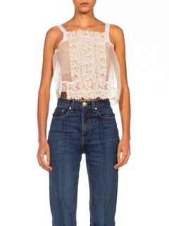 Edwardian Cream Cotton Handmade Lace & Net Cami Top
