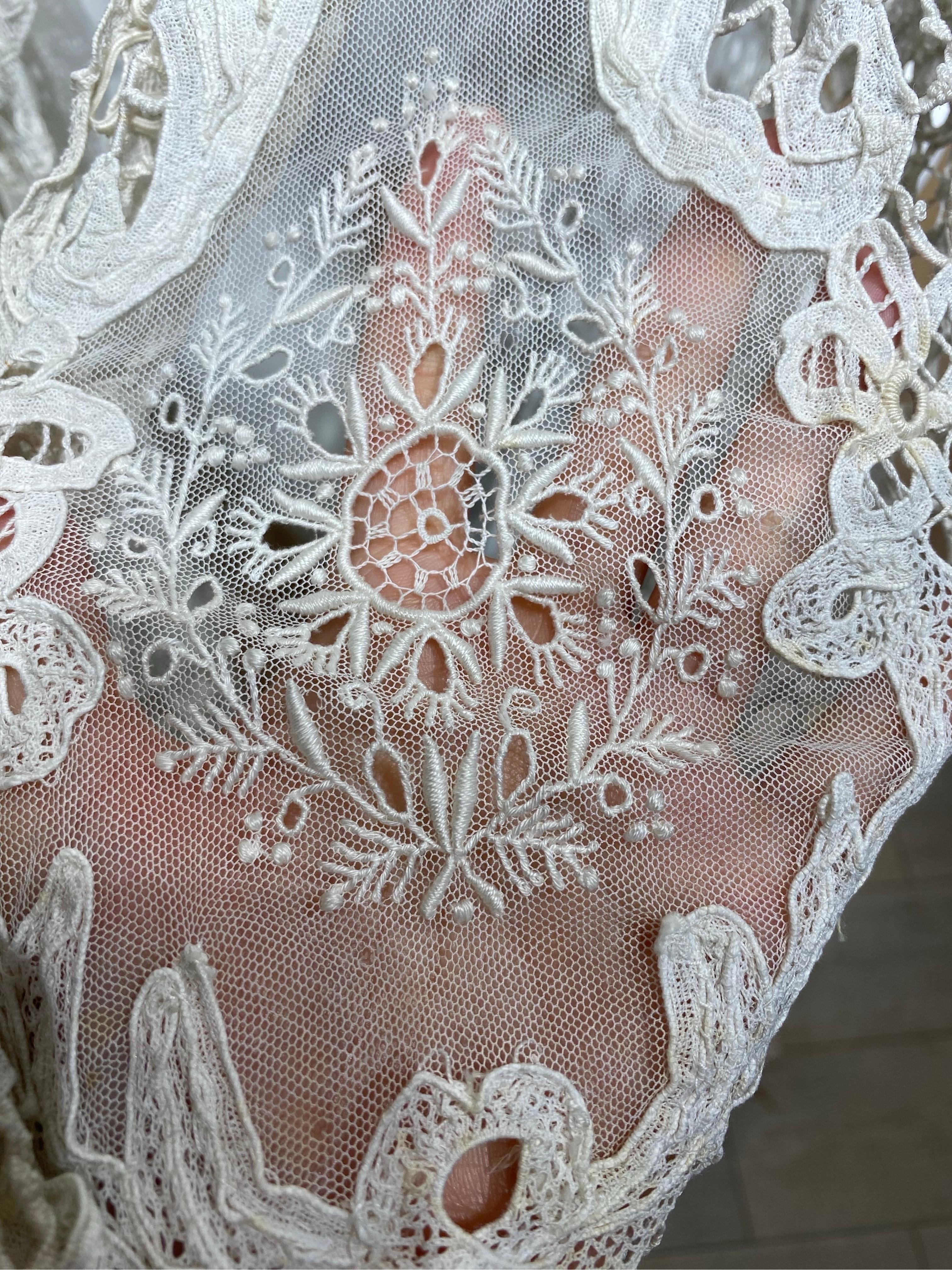 Women's Edwardian Cream Embroidered Lace Vest Coat For Sale