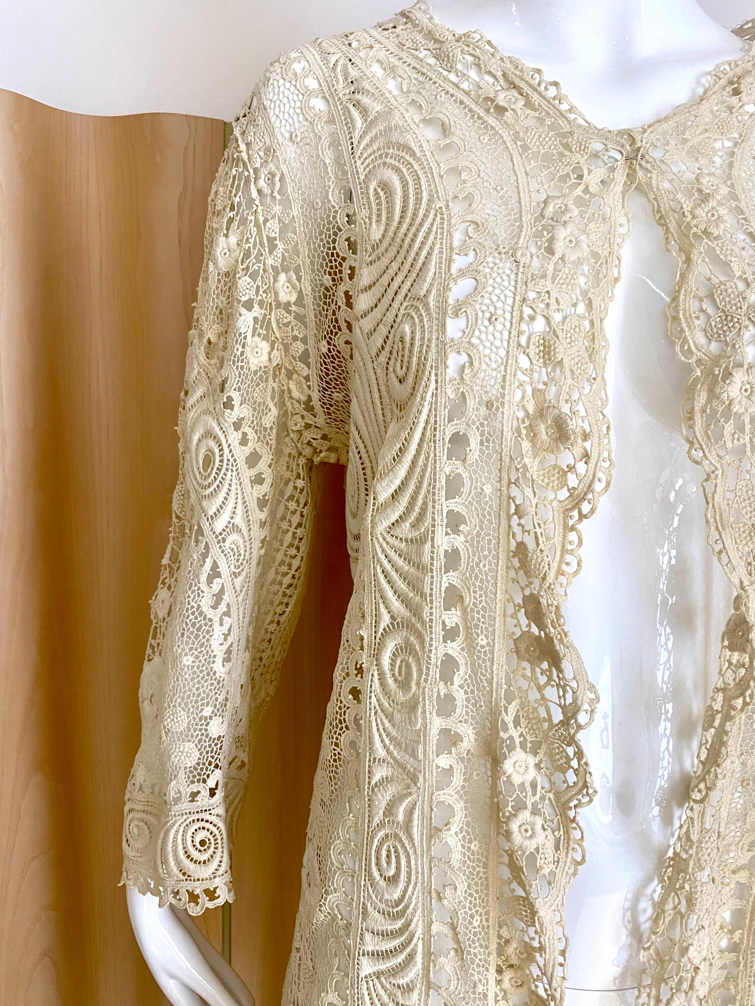 Edwardian Cream Lace Cardigan Jacket  In Good Condition In Beverly Hills, CA