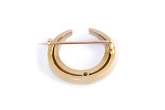 Edwardian crescent moon brooch in 18k gold with diamonds, art deco brooch