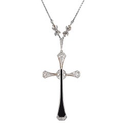 Edwardian Cross Pendant with Onyx and Diamonds