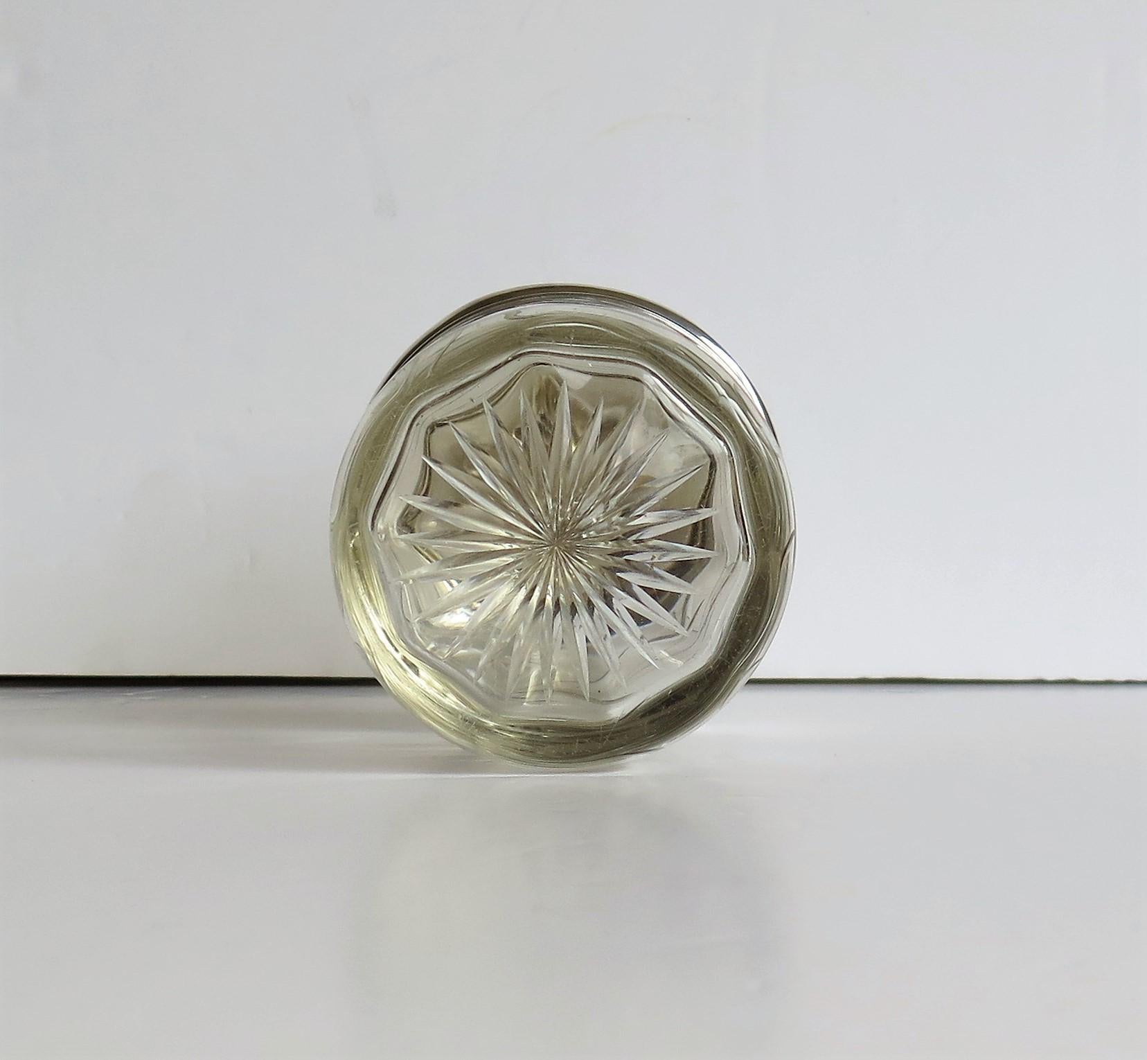 Edwardian Crystal Glass Jar with Art Nouveau Sterling Silver Lid Birmingham 1904 8