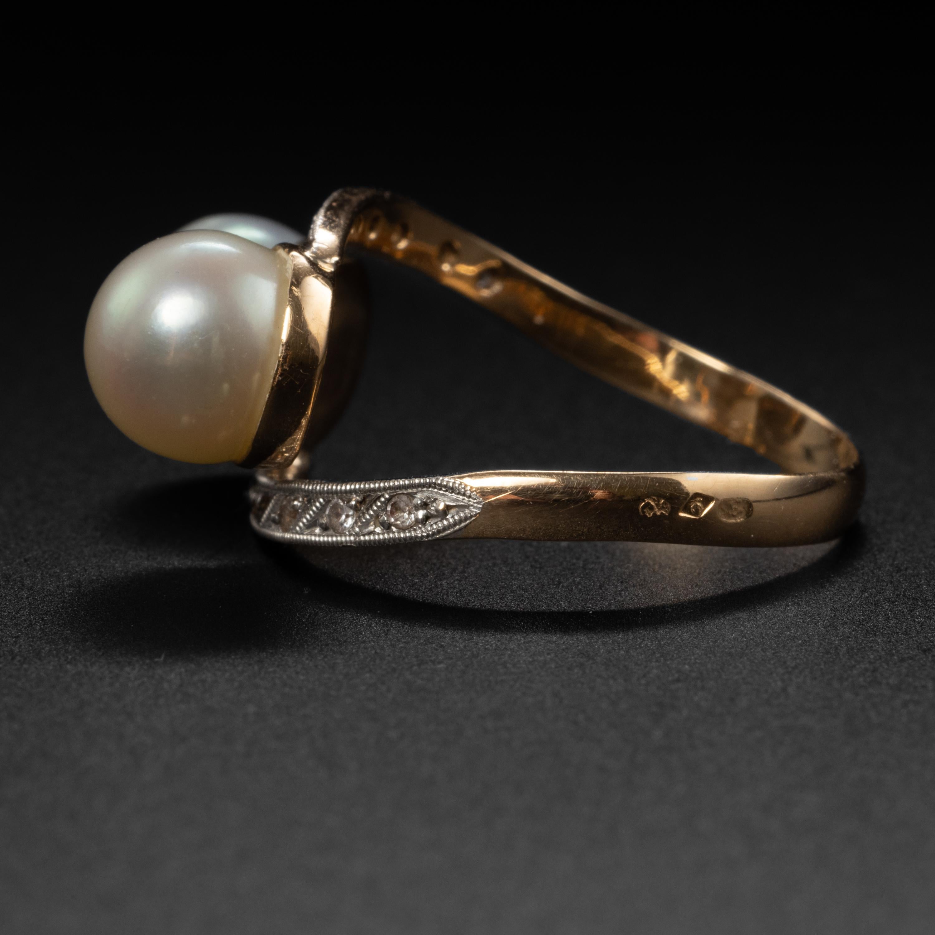 Edwardian Cultured Akoya Pearl Ring GIA Certified In Excellent Condition For Sale In Southbury, CT