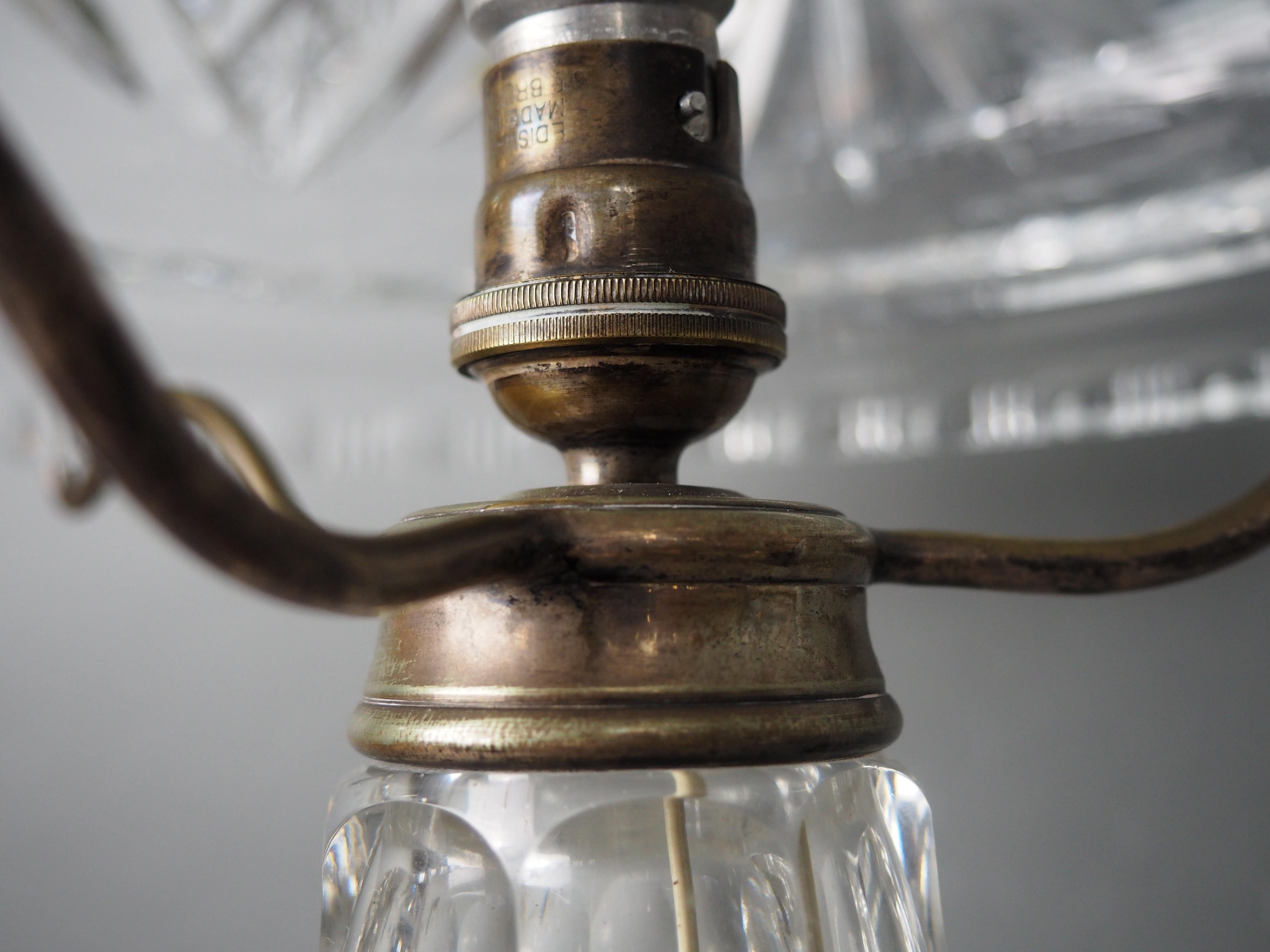 Lampe de table édouardienne en cristal taillé en forme de champignon, vers 1908 en vente 2