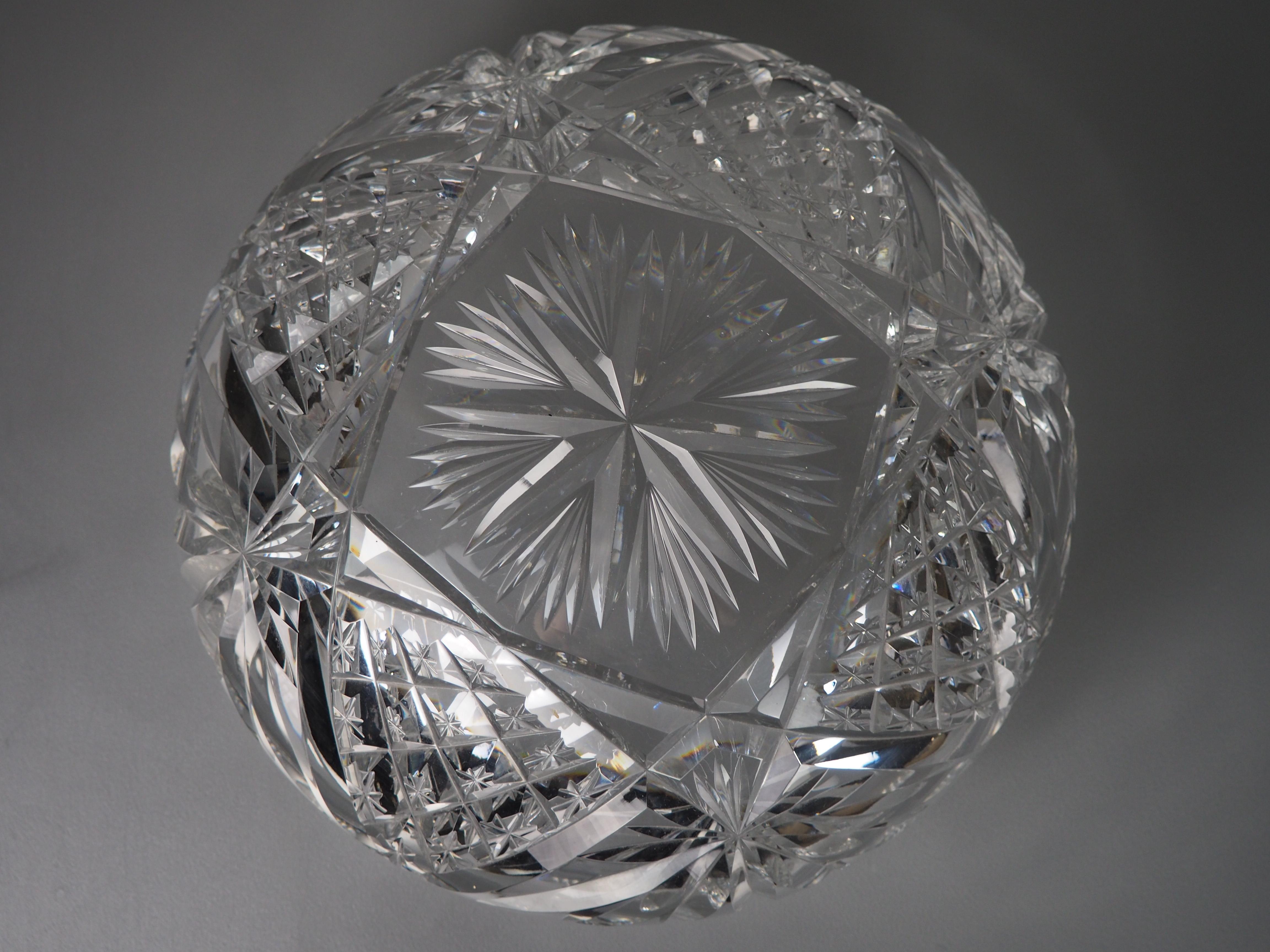 Lampe de table édouardienne en cristal taillé en forme de champignon, vers 1908 en vente 4