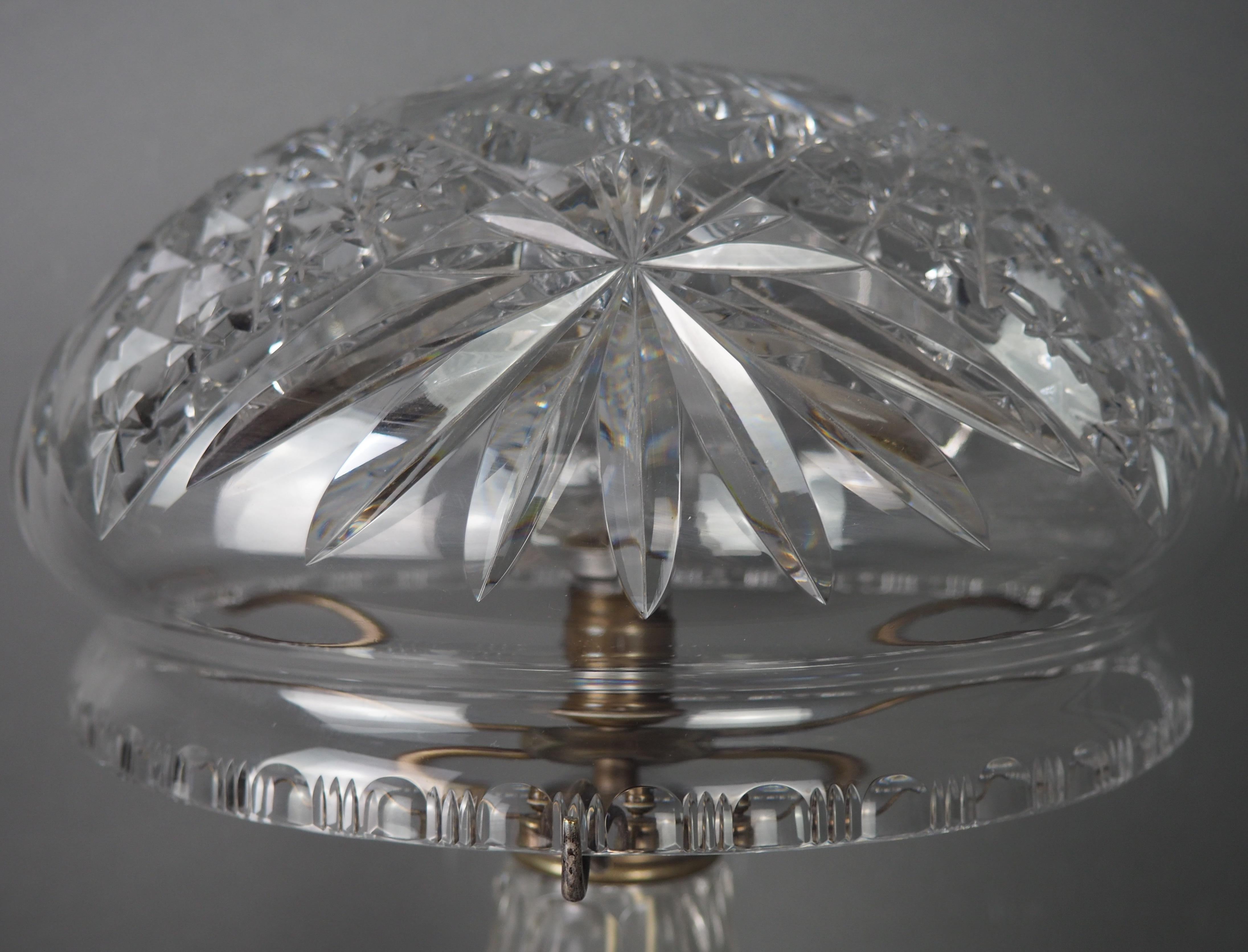Silvered Edwardian Cut Crystal Mushroom Table Lamp, circa 1908 For Sale