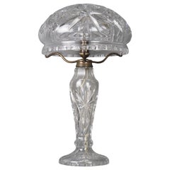 Antique Edwardian Cut Crystal Mushroom Table Lamp, circa 1908