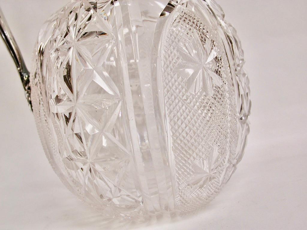 Jarra eduardiana de cristal tallado con tapa y asa de plata, 1903 James Dixon & Sons Eduardiano en venta