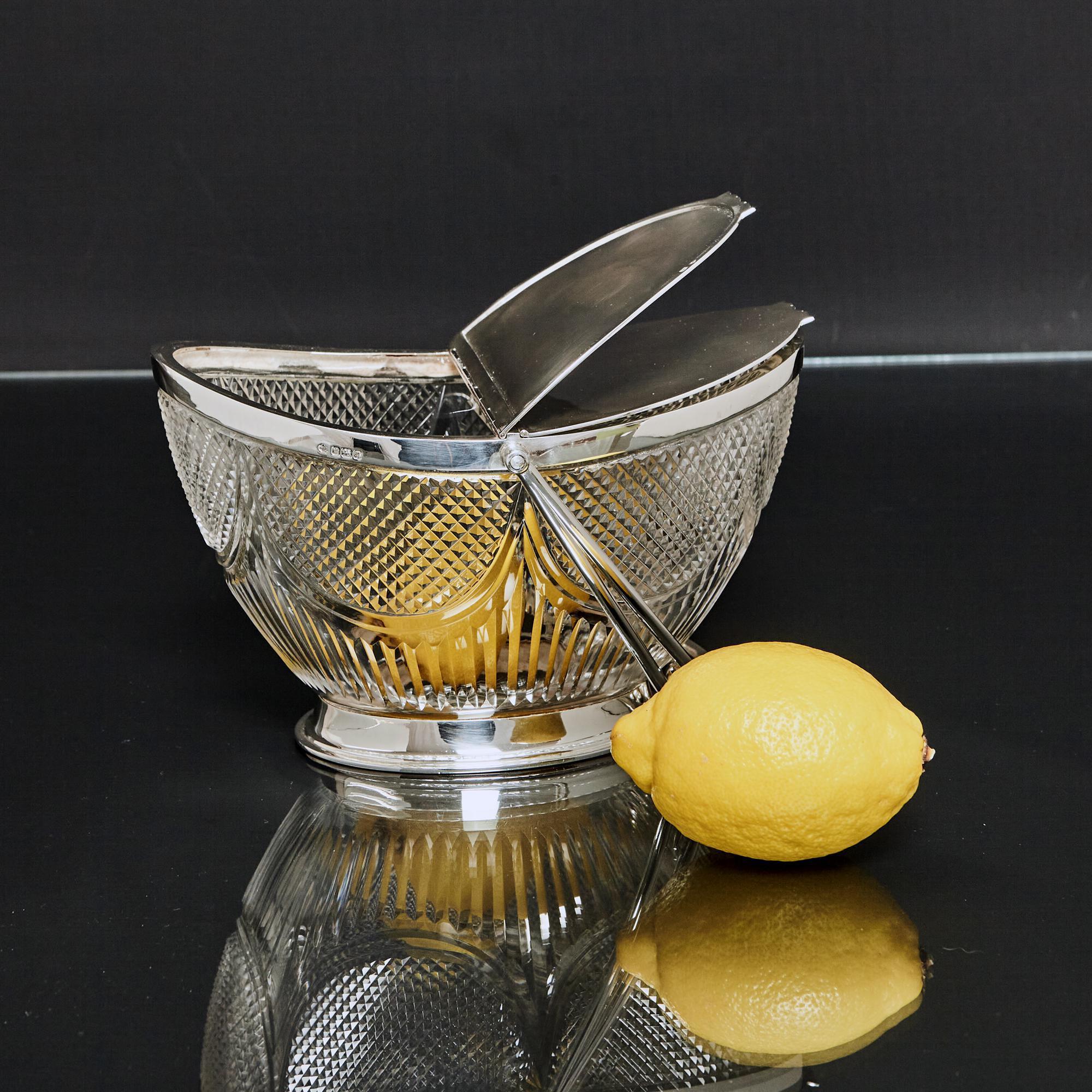 Edwardian Cut Glass & Silver Lidded Basket or Biscuit Box, 1907 For Sale 5