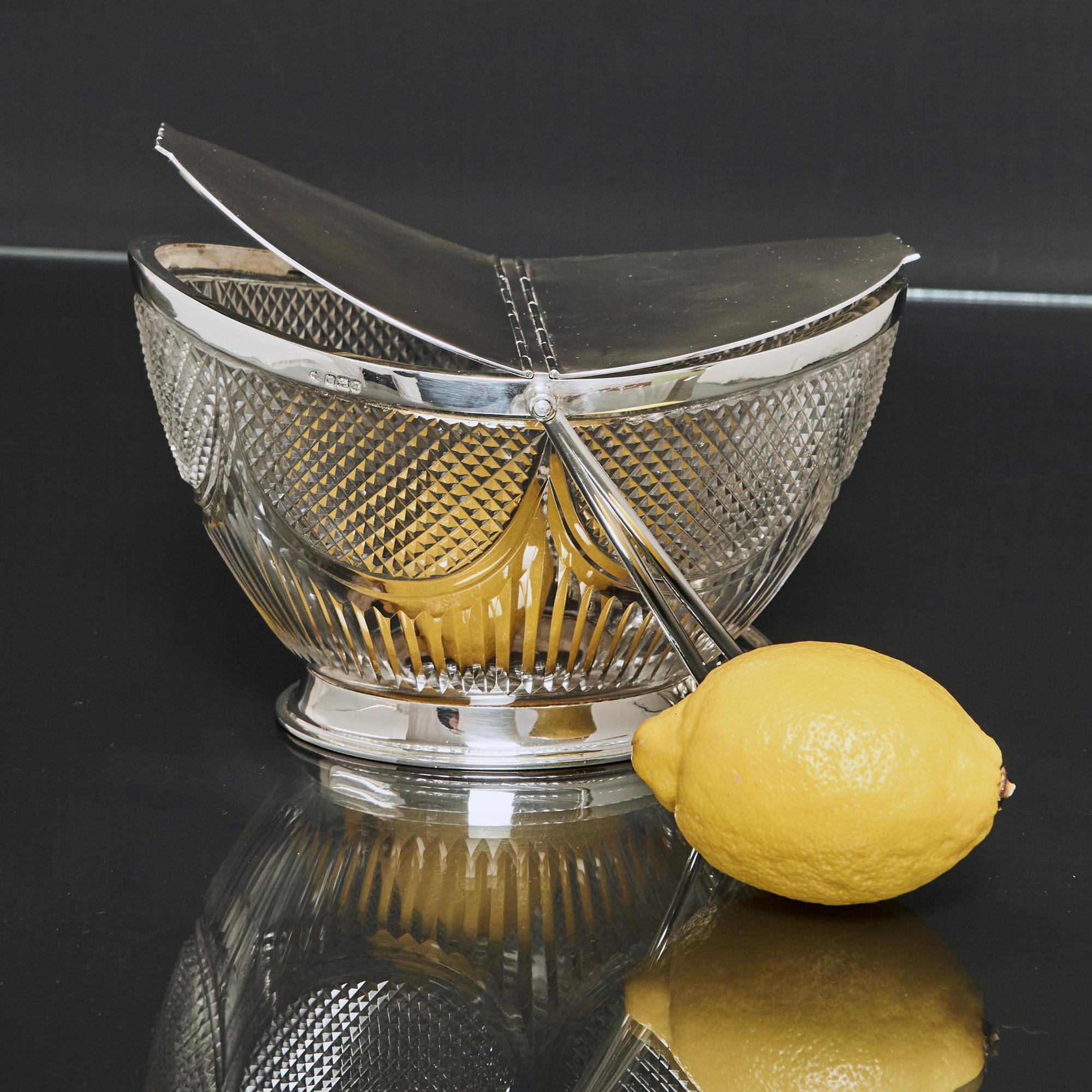 Edwardian Cut Glass & Silver Lidded Basket or Biscuit Box, 1907 For Sale 6