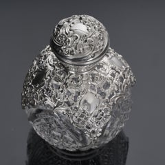 Edwardianischer Parfümflakon aus geschliffenem Glas und Silber