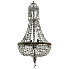 Edwardian Cut Glass Tent and Waterfall Chandelier