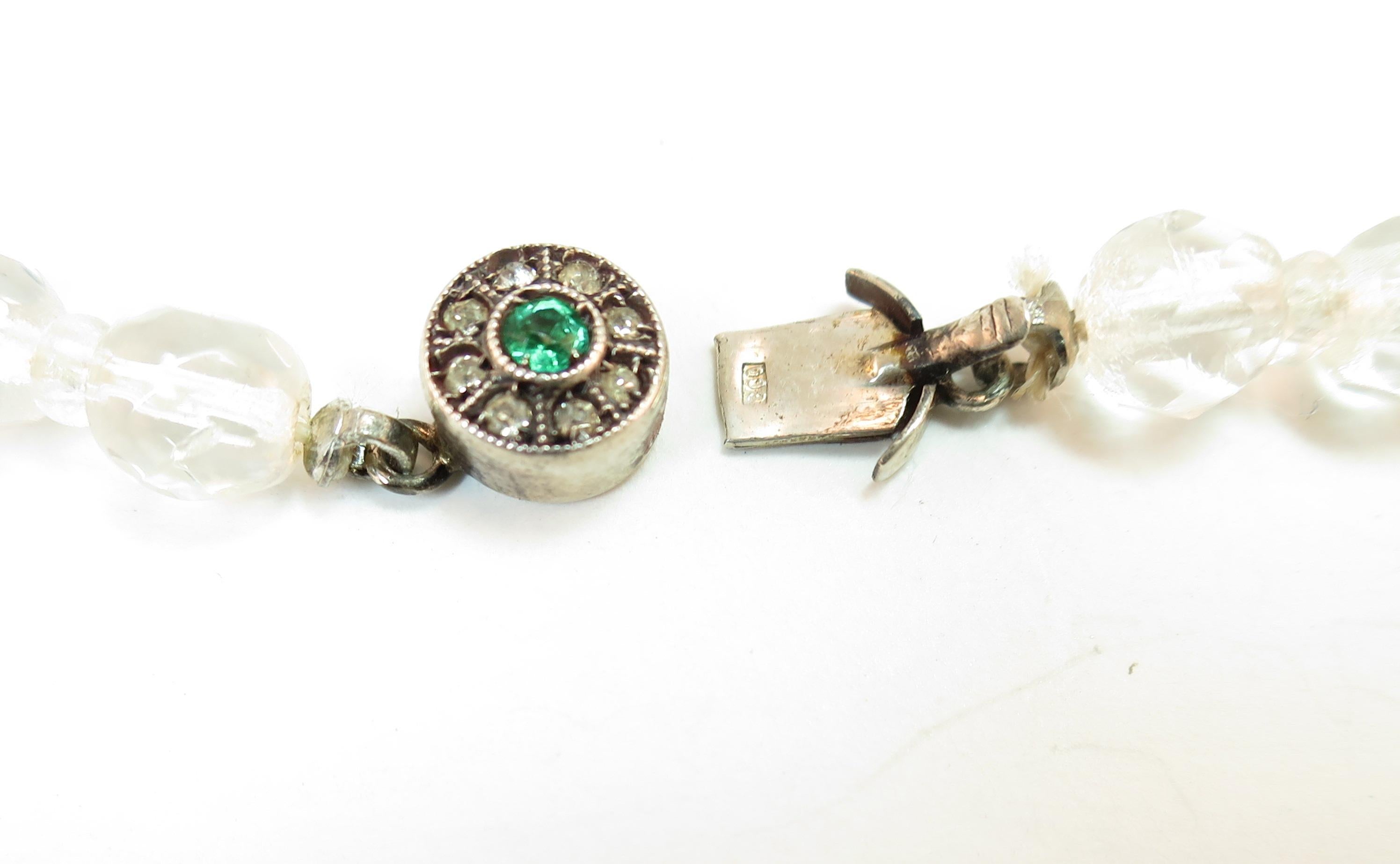 Edwardian Cut Lead Crystal Bead Choker Necklace & Sterling Earrings Circa 1905 im Angebot 6
