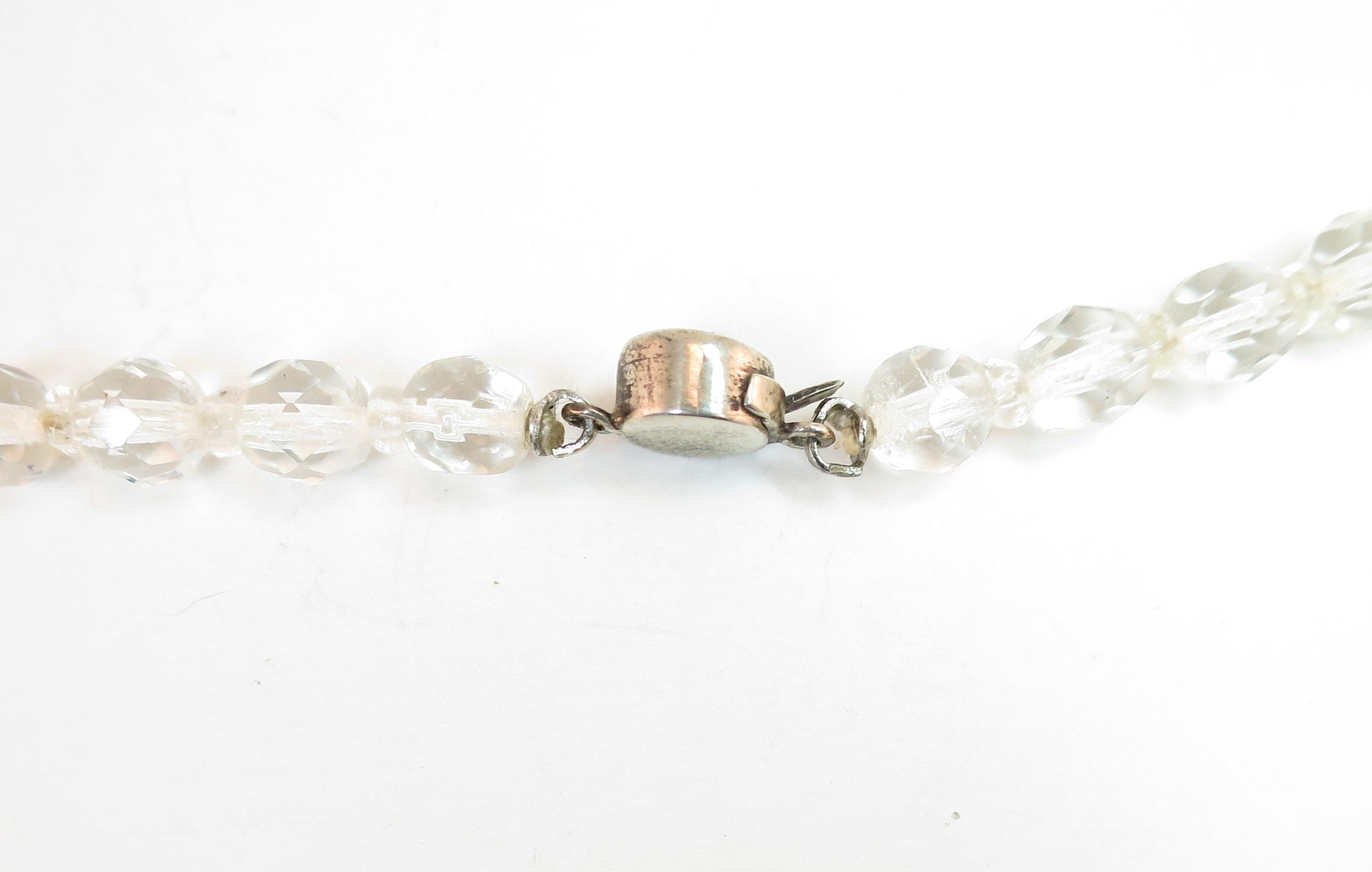 Edwardian Cut Lead Crystal Bead Choker Necklace & Sterling Earrings Circa 1905 im Angebot 7